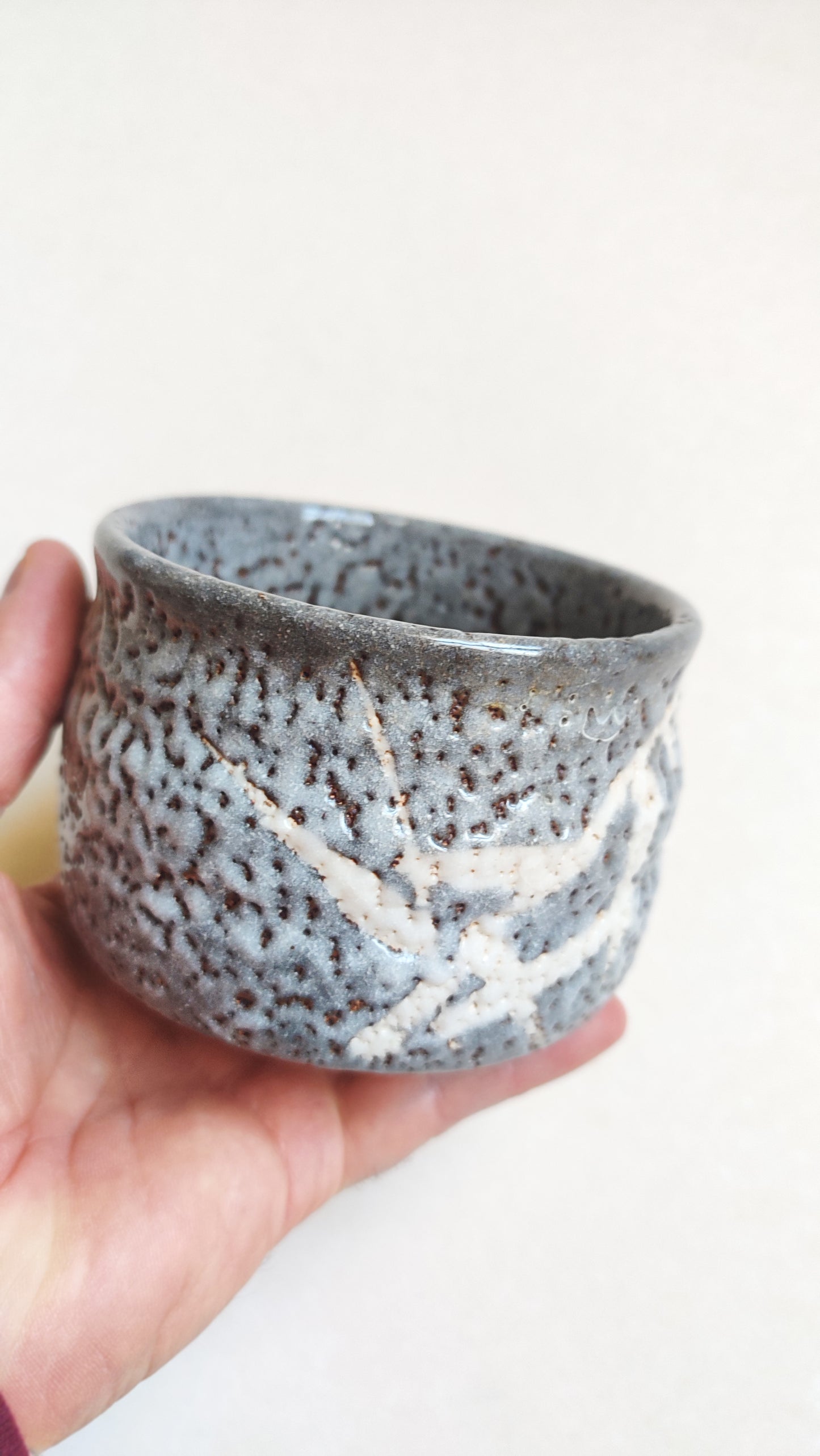 Bol à thé matcha de style "Shino" 108mm "Gogaku" four de Minamiyubo