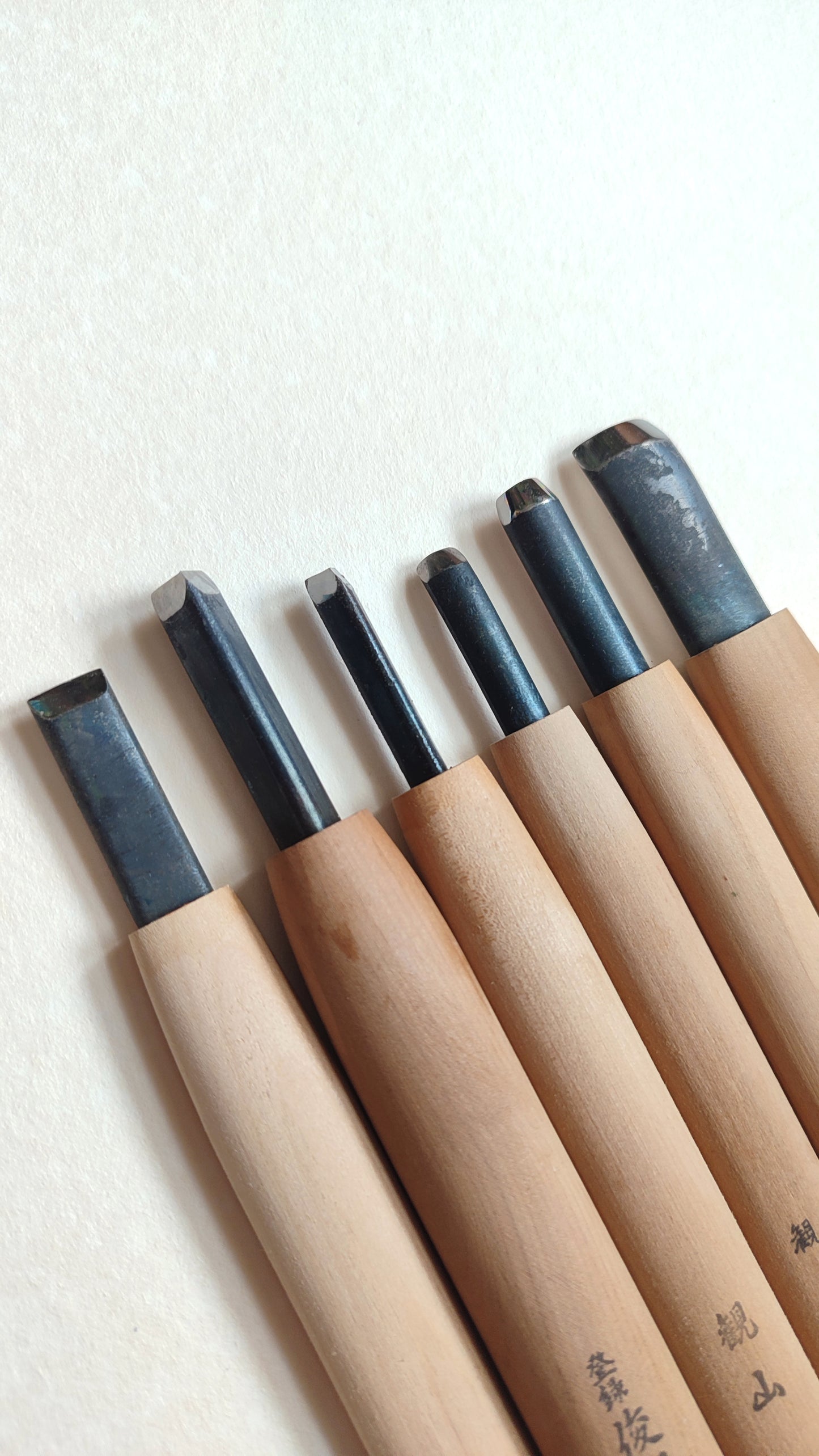 Set de 6 ciseaux japonais, gouges de gravure sur bois "Chokokuto"