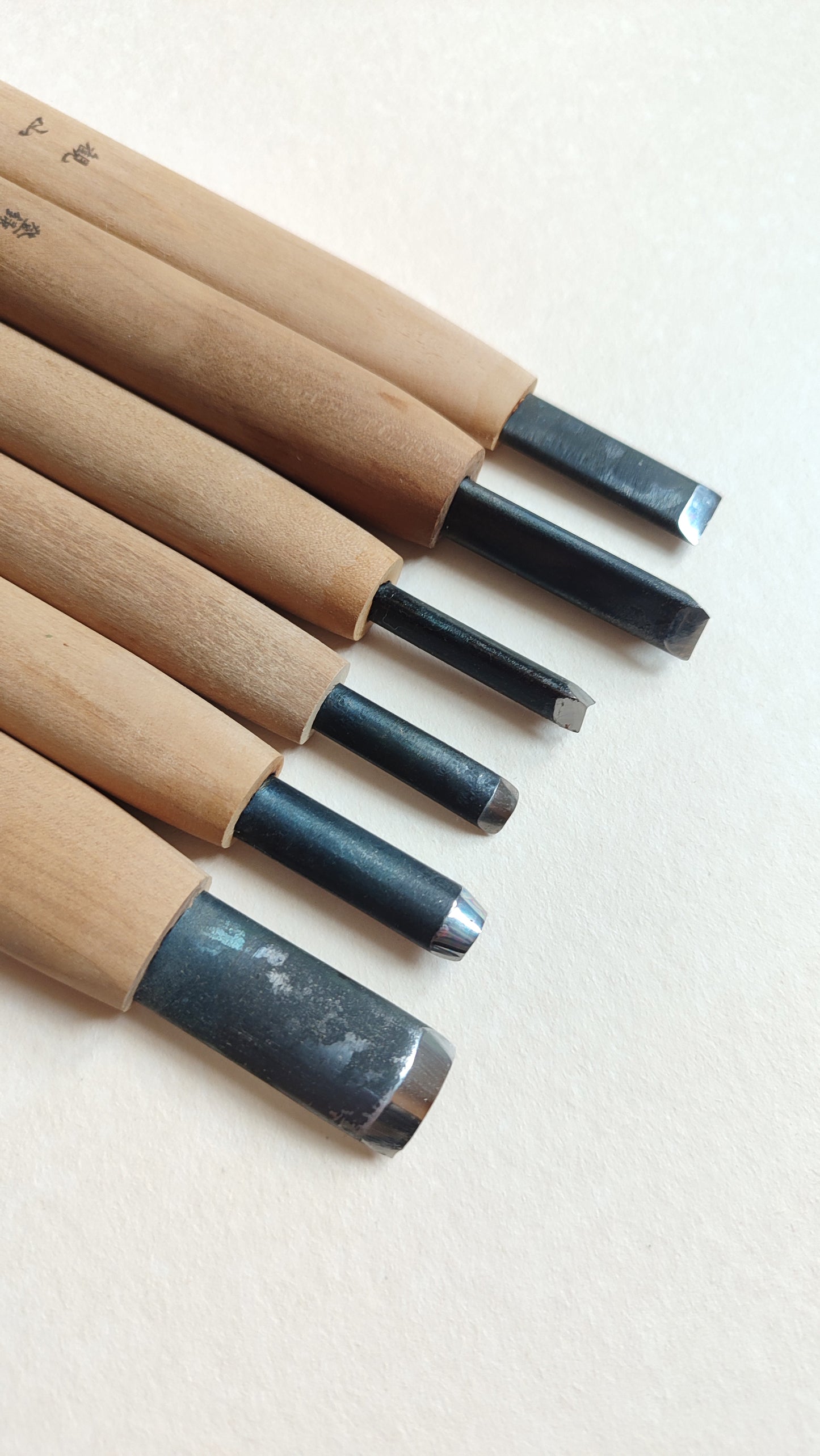 Set de 6 ciseaux japonais, gouges de gravure sur bois "Chokokuto"