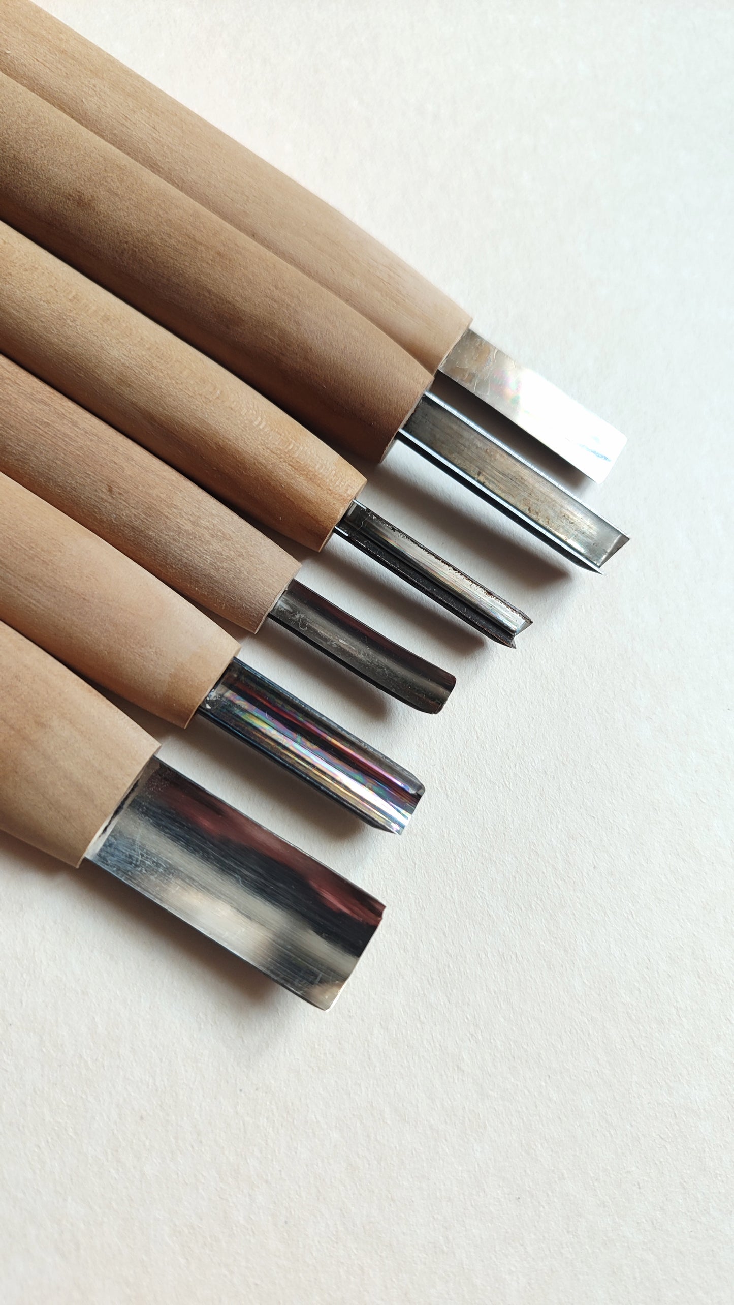 Set de 6 ciseaux japonais, gouges de gravure sur bois "Chokokuto"