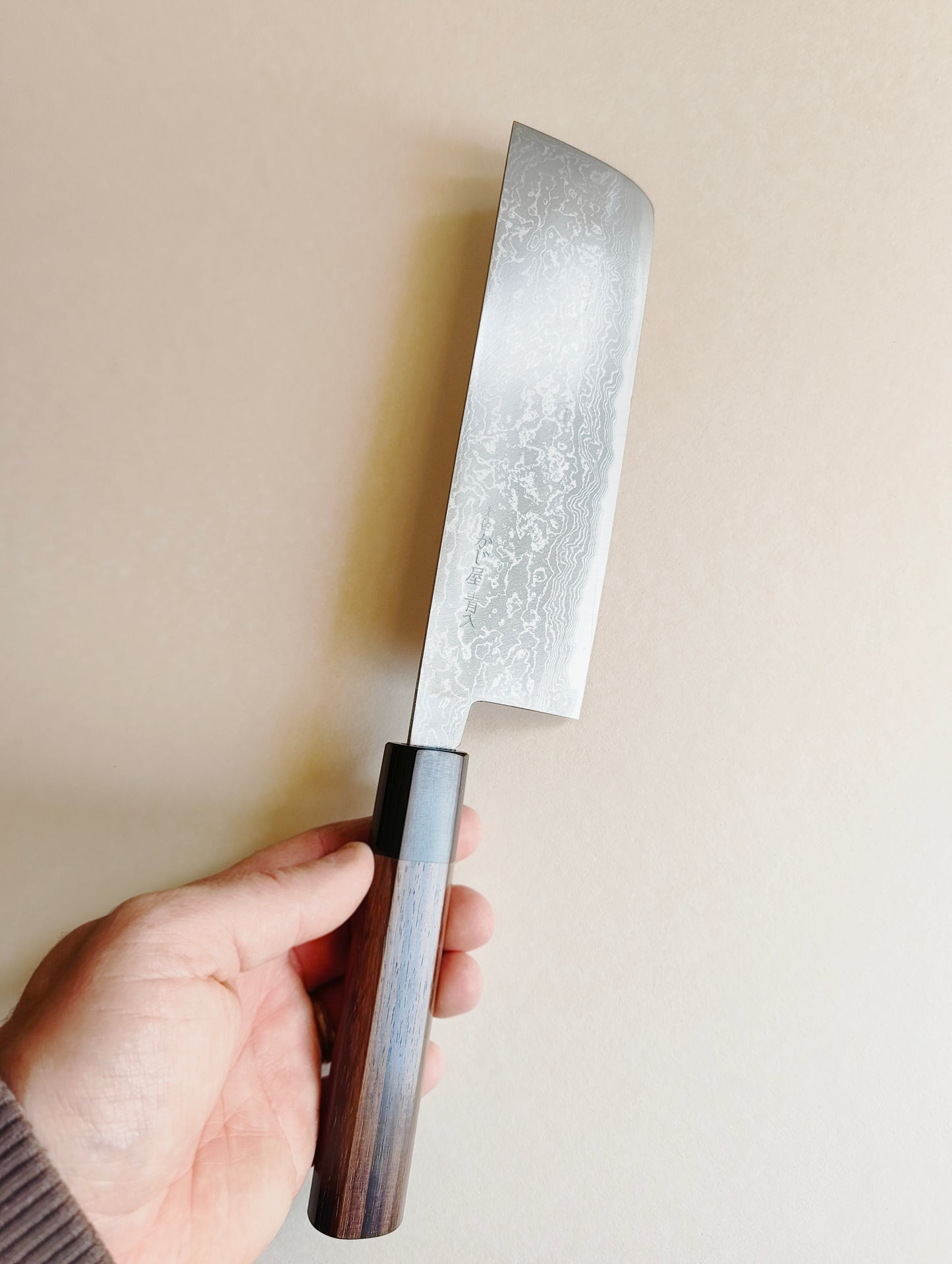 Magnifique couteau de cuisine japonais "Nakiri" 165mm White steel "Shiro kamo"