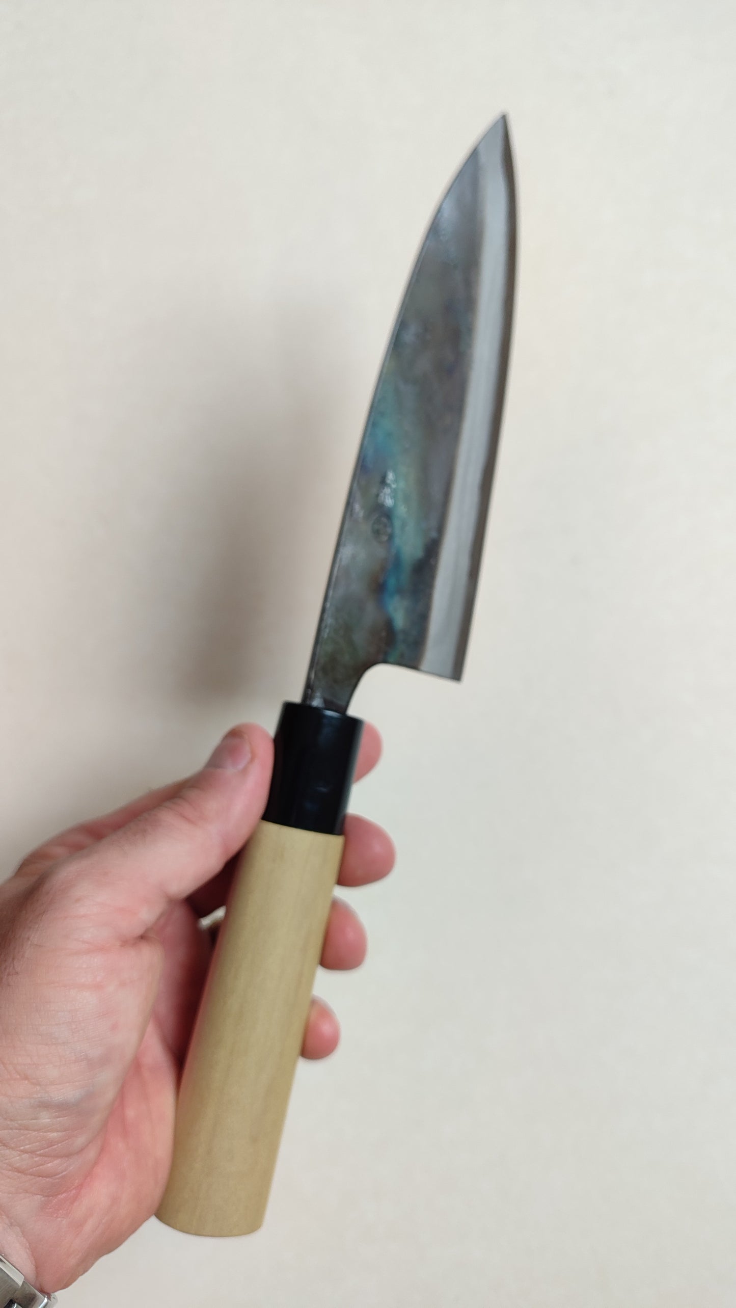 Couteau de cuisine japonais "Funayuki" 165mm White Steel "Kurouchi"