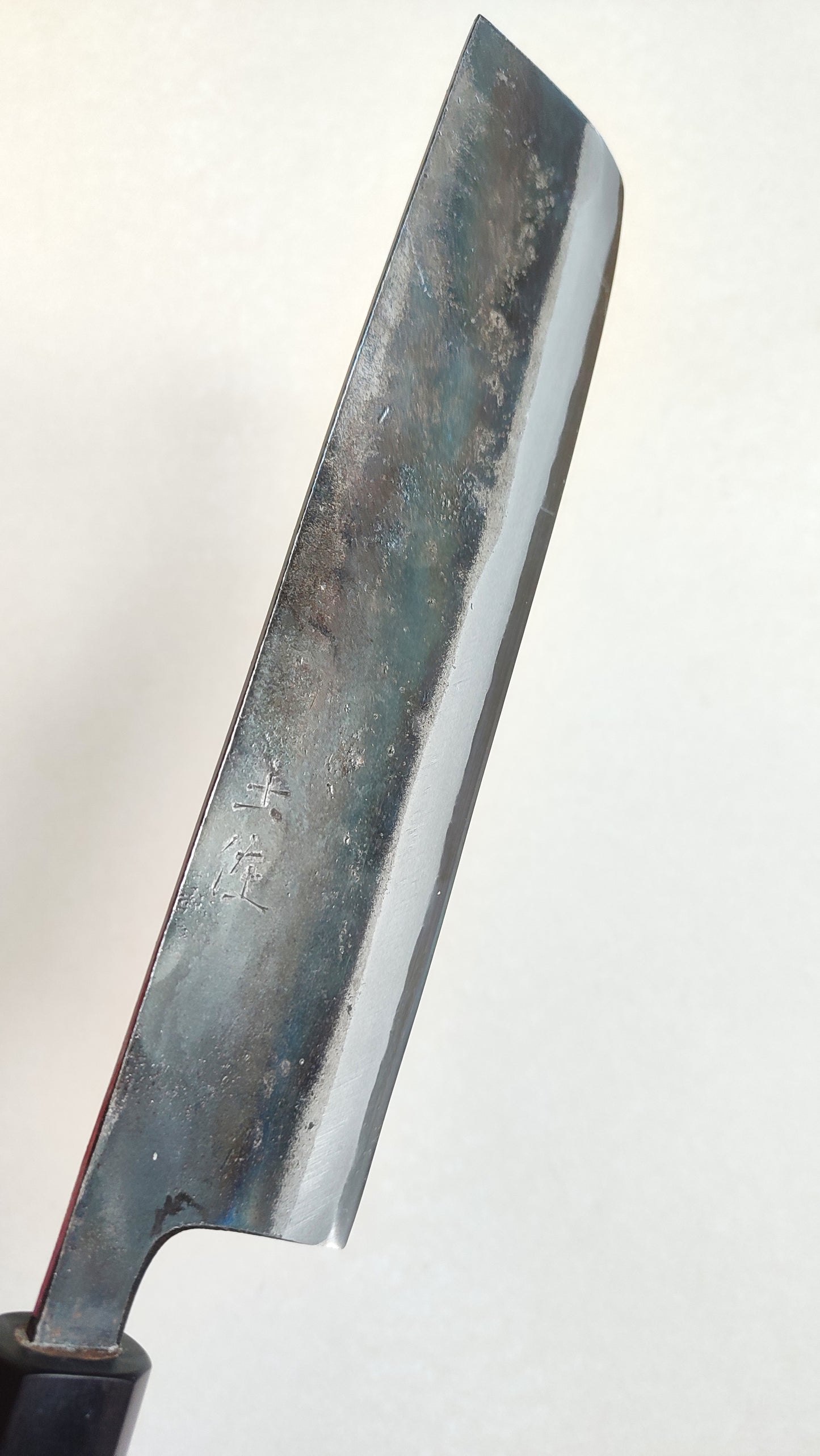 Long couteau de cuisine japonais "Nakiri" 240mm White Steel "Kurouchi"