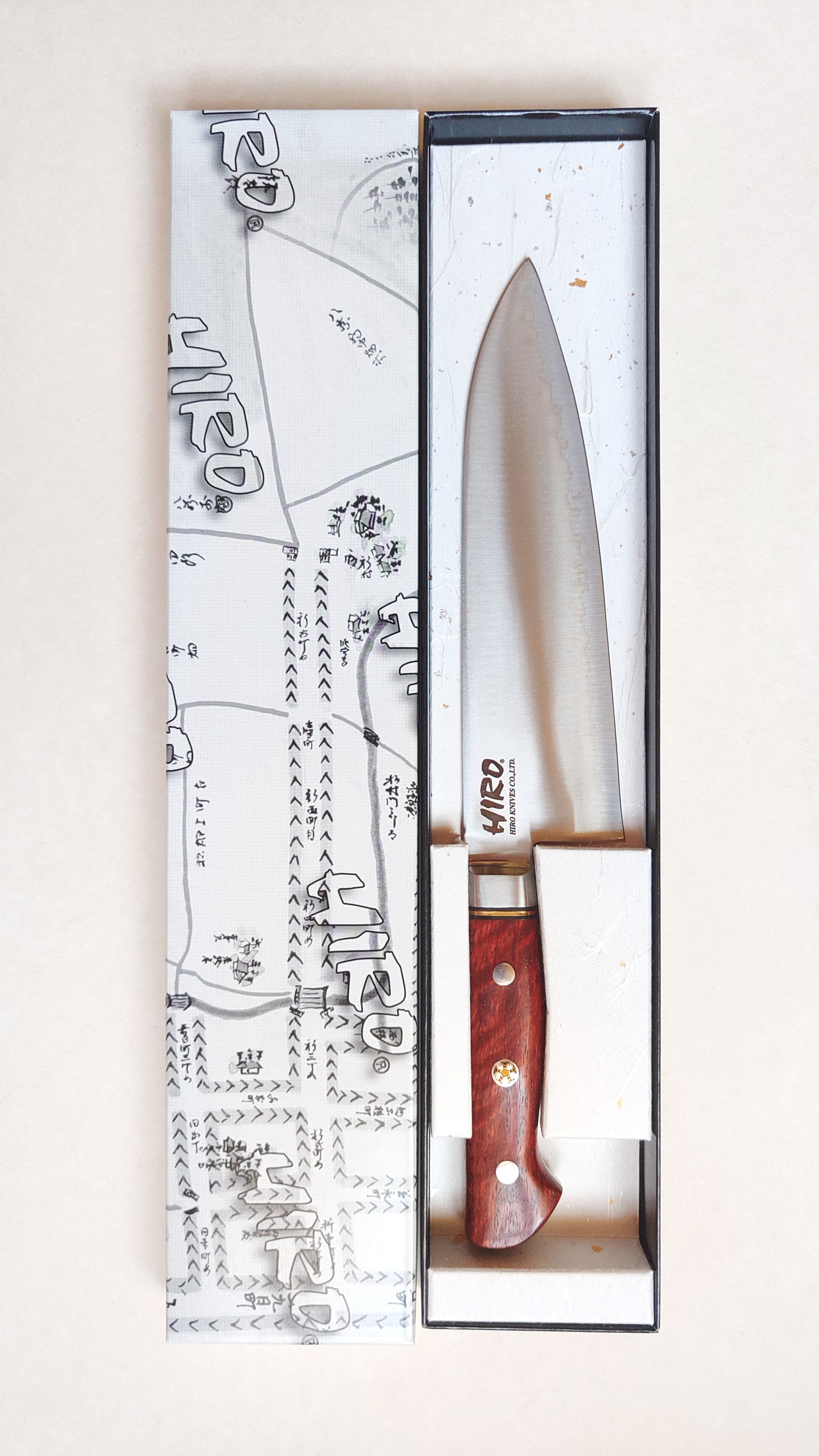 Couteau de cuisine japonais "Santoku" 180mm Blue Steel "Hiro Masui"