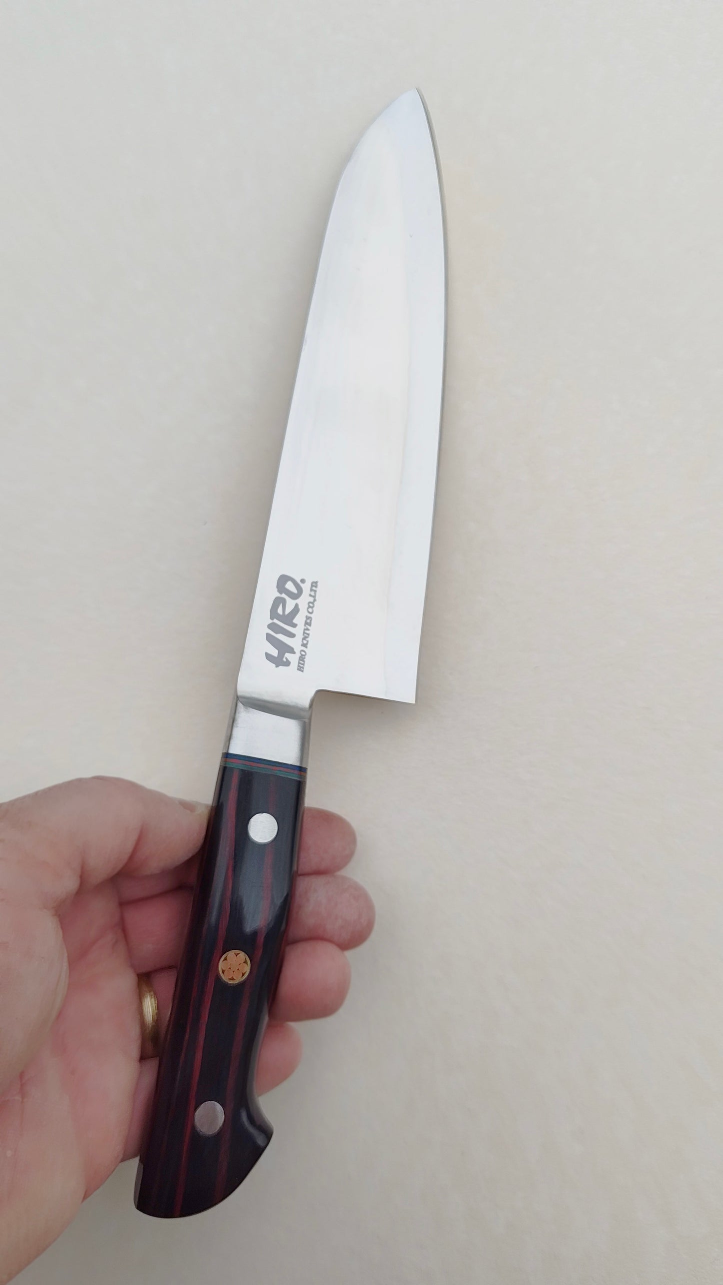Couteau de cuisine japonais "Santoku" 180mm Blue Steel "Hiro Masui"