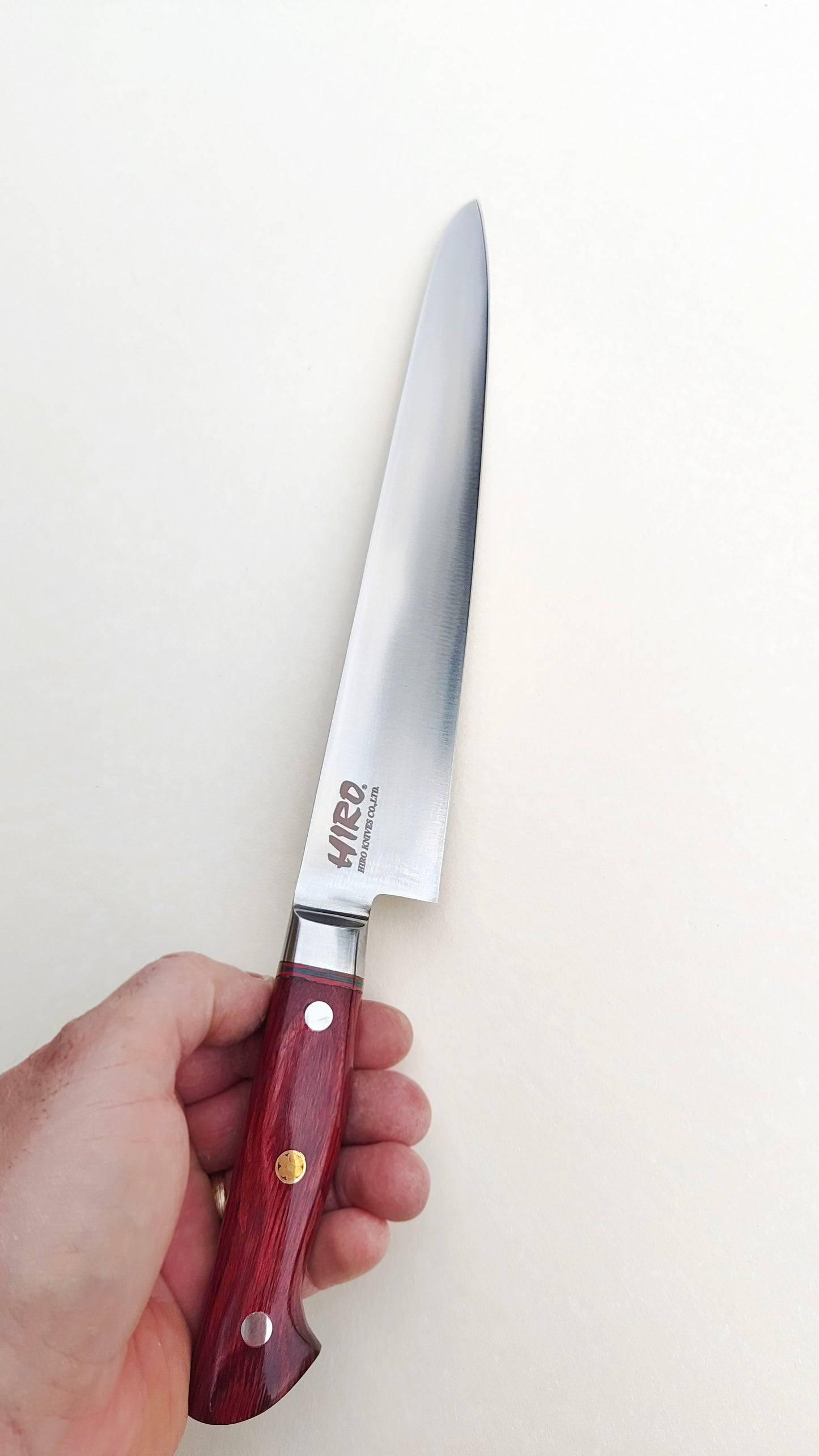 Couteau de cuisine japonais "Sujihiki" 240mm Blue Steel "Hiro Masui"