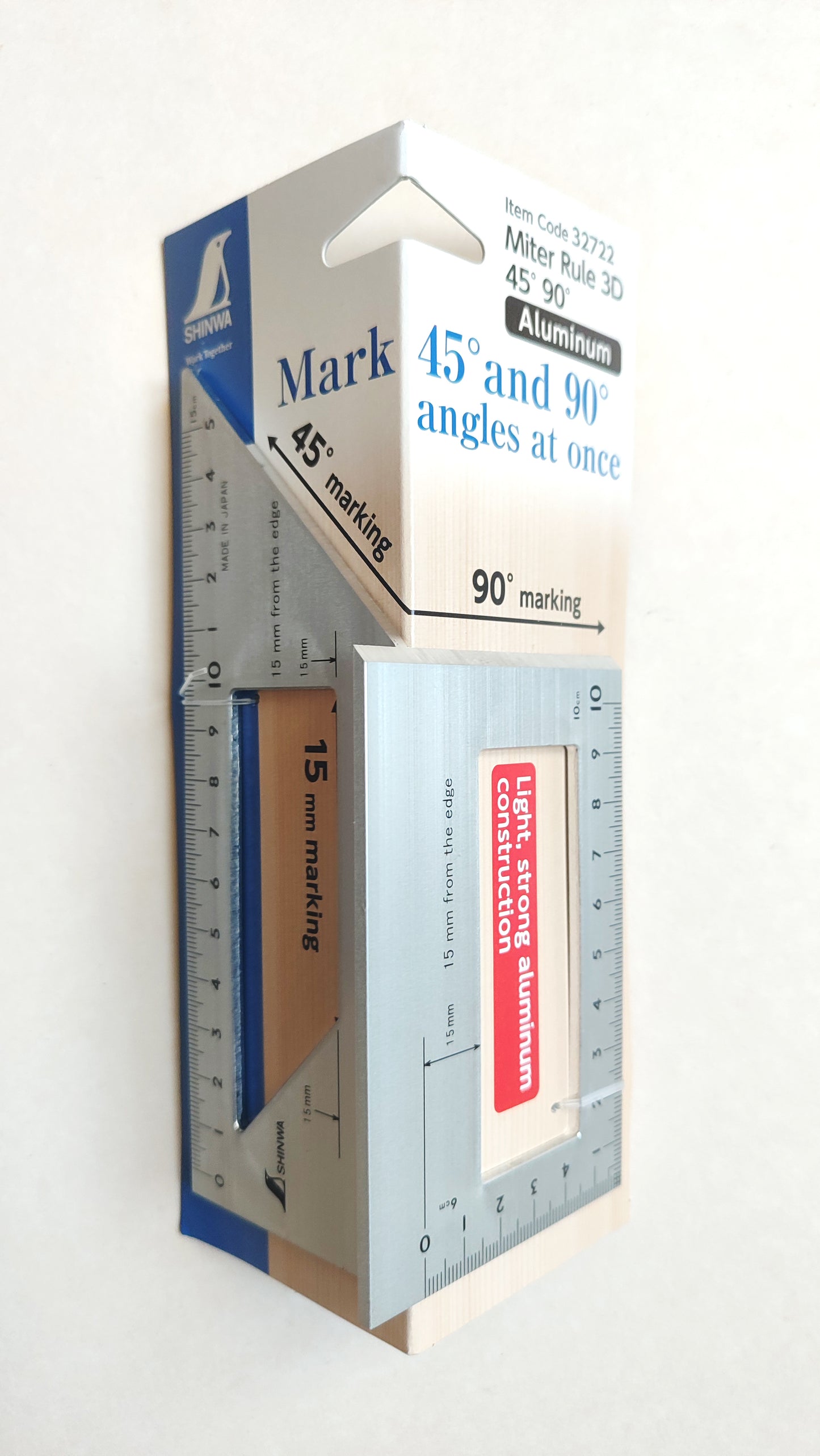 Équerre 3D japonaise 60mm "Shinwa" Onglet 45°