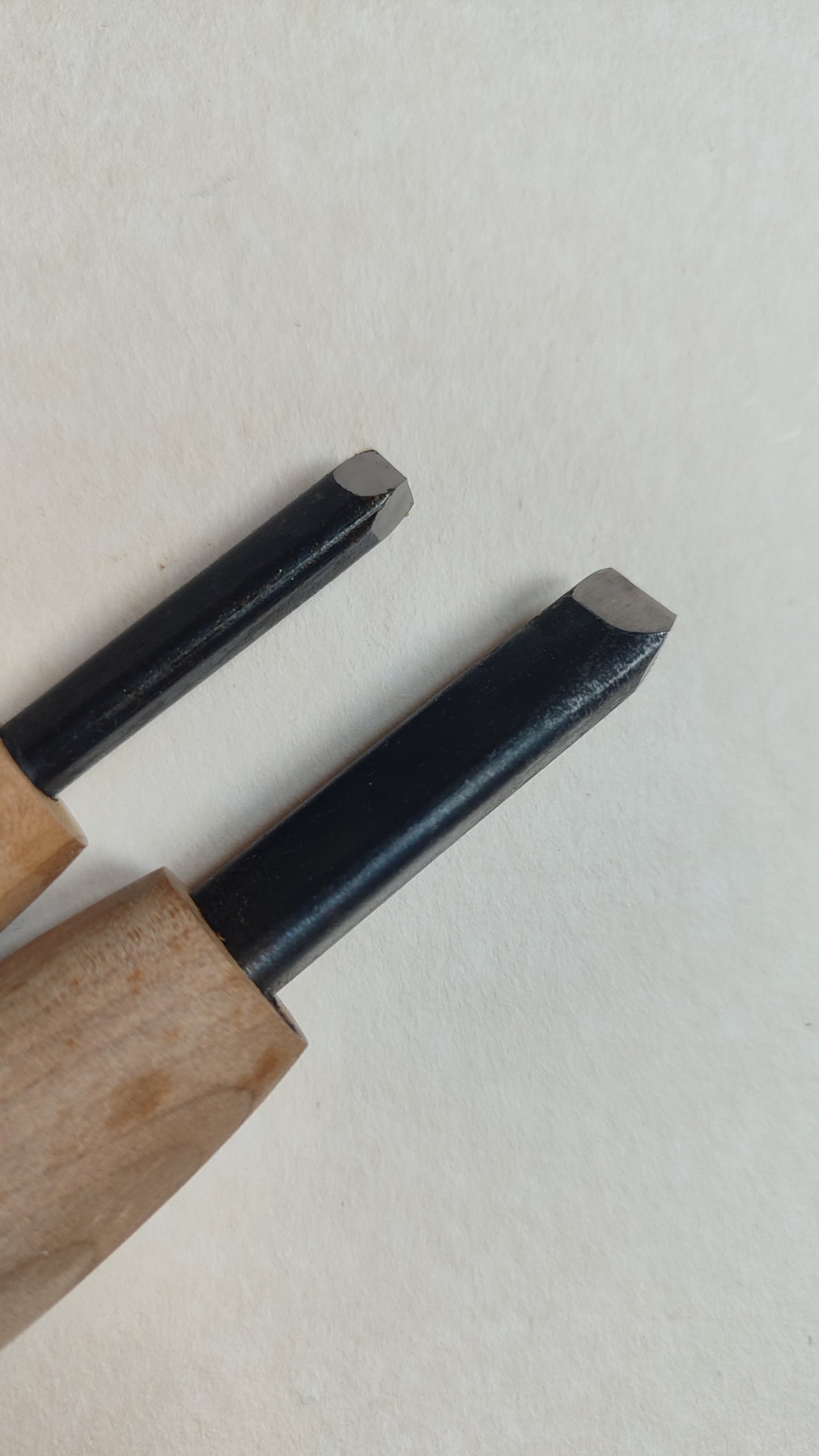 Paire de gouges japonaises en V de gravure sur bois "Chokokuto" 6 & 9mm