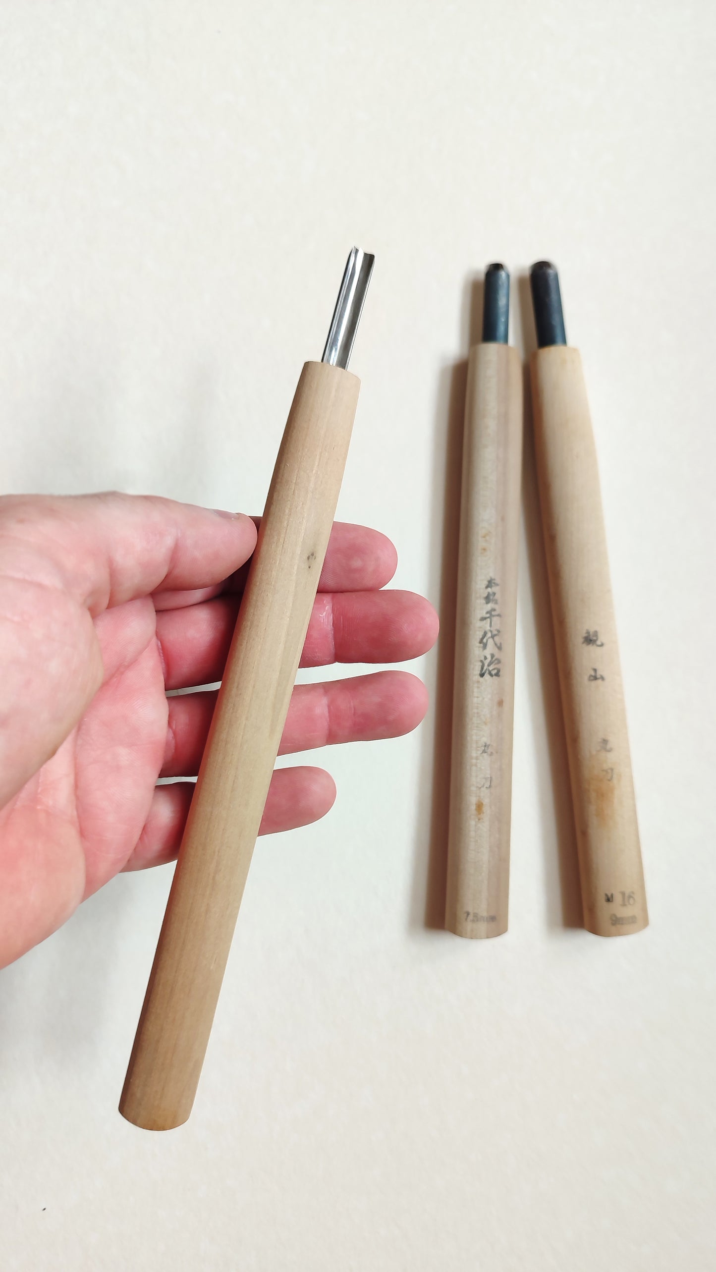 Trio de gouges japonaises de gravure sur bois "Chokokuto"