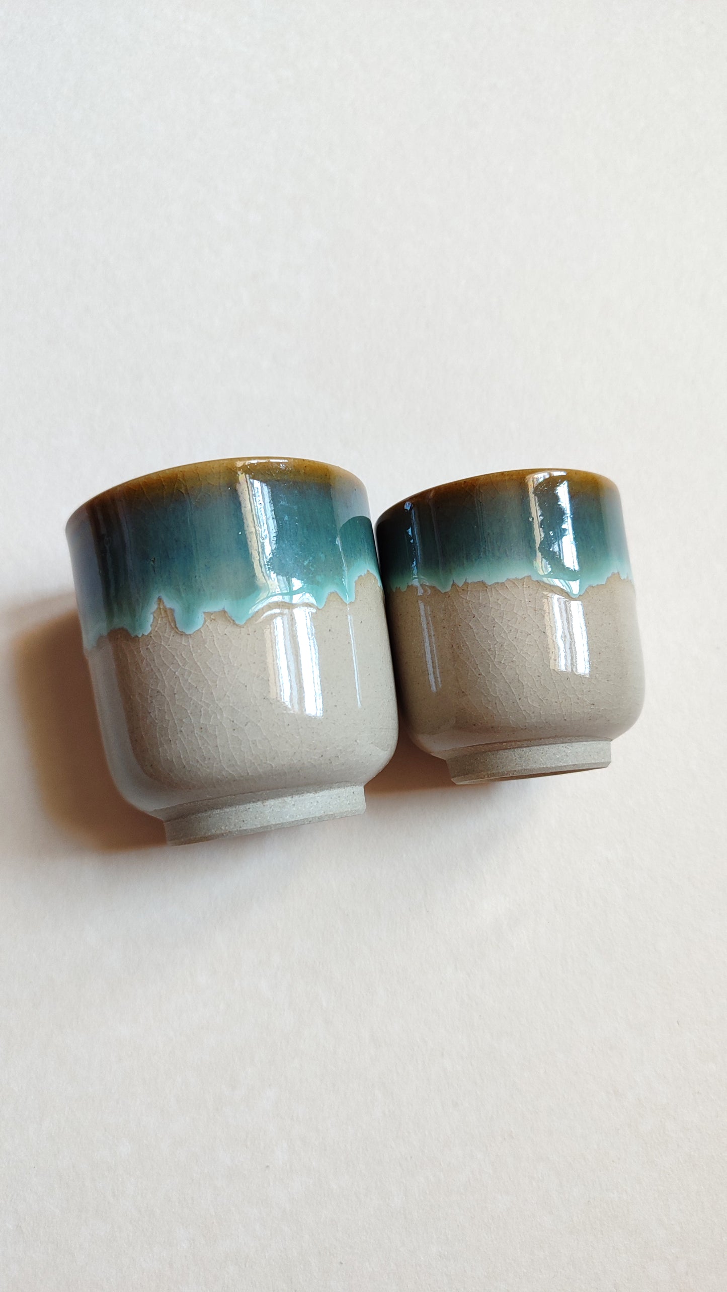 Paire de tasses à Salé céramique de style "Mino" 75mm "Takatori"