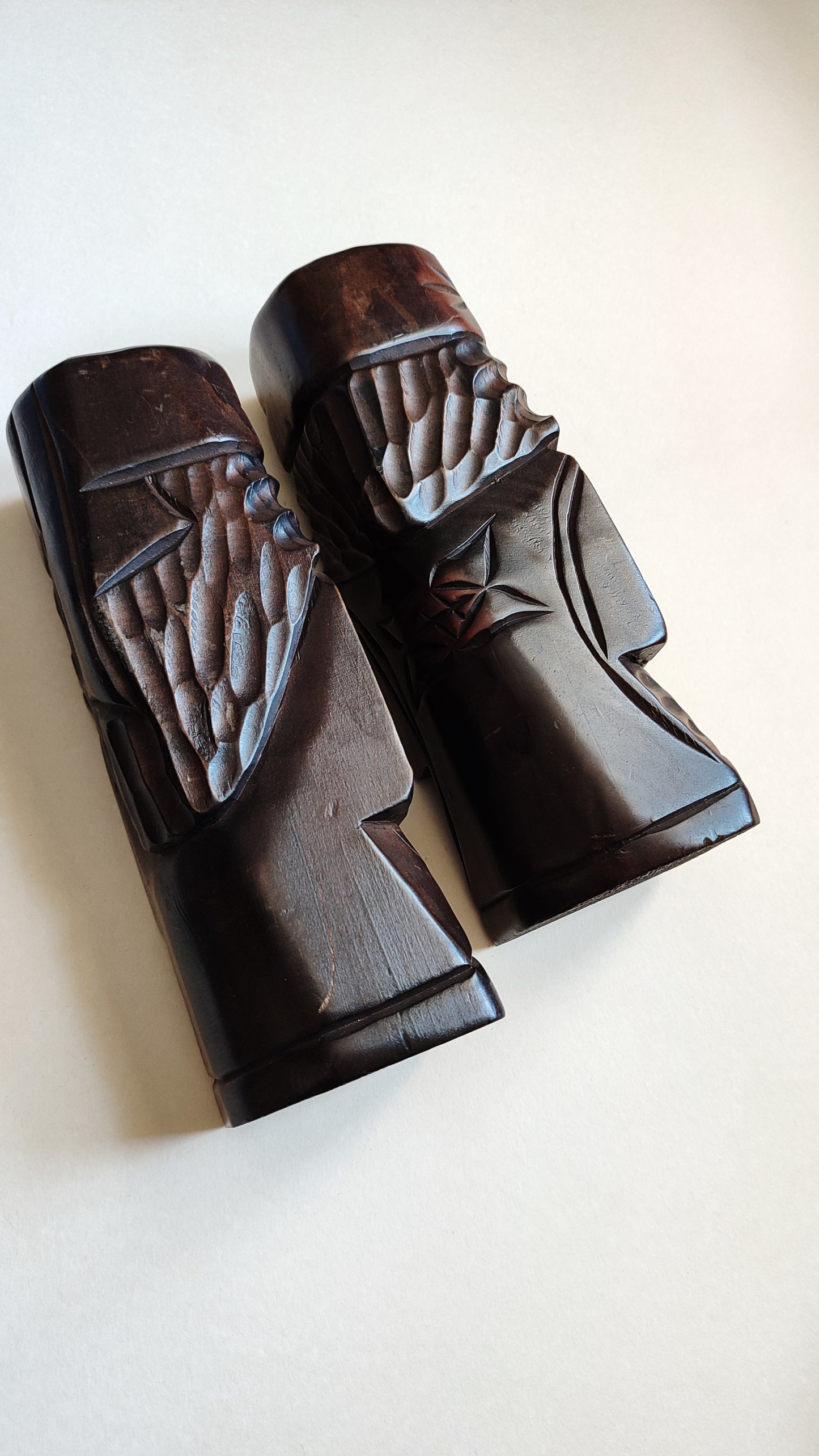 Couple de poupées japonaises en bois "Kokechi" 300mm "Aïnu"