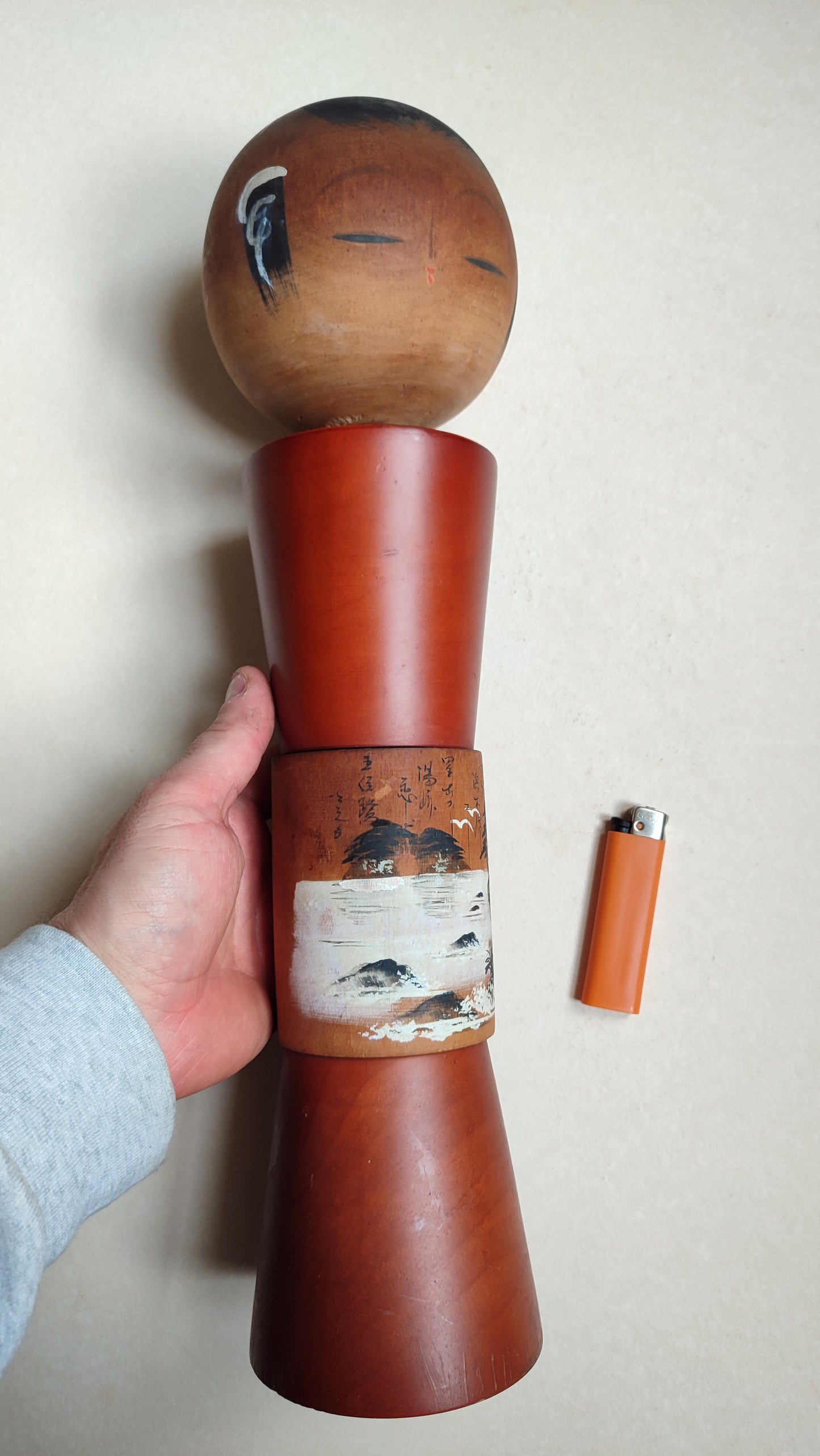 Trés grande poupée japonaise en bois "Kokechi" 430mm