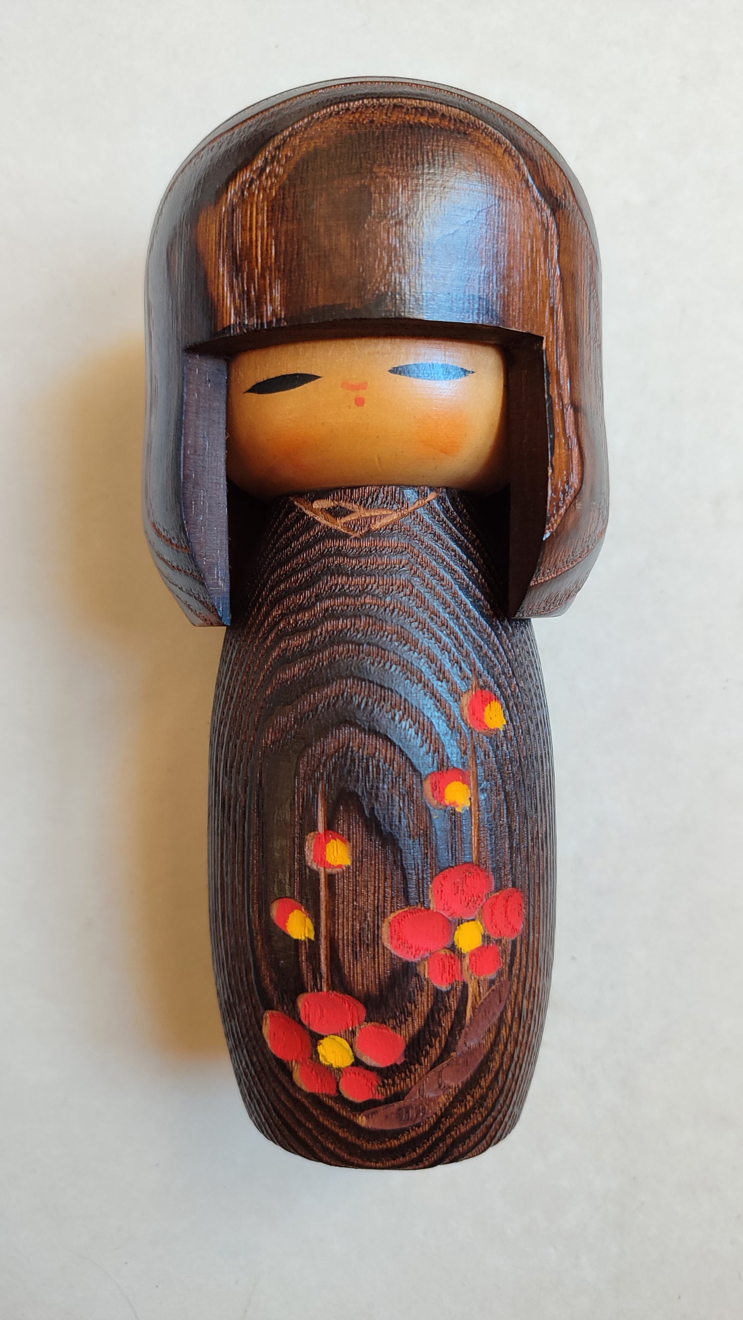 Poupée japonaise "Kokechi" en bois brûlé "Yakisugi" 190mm