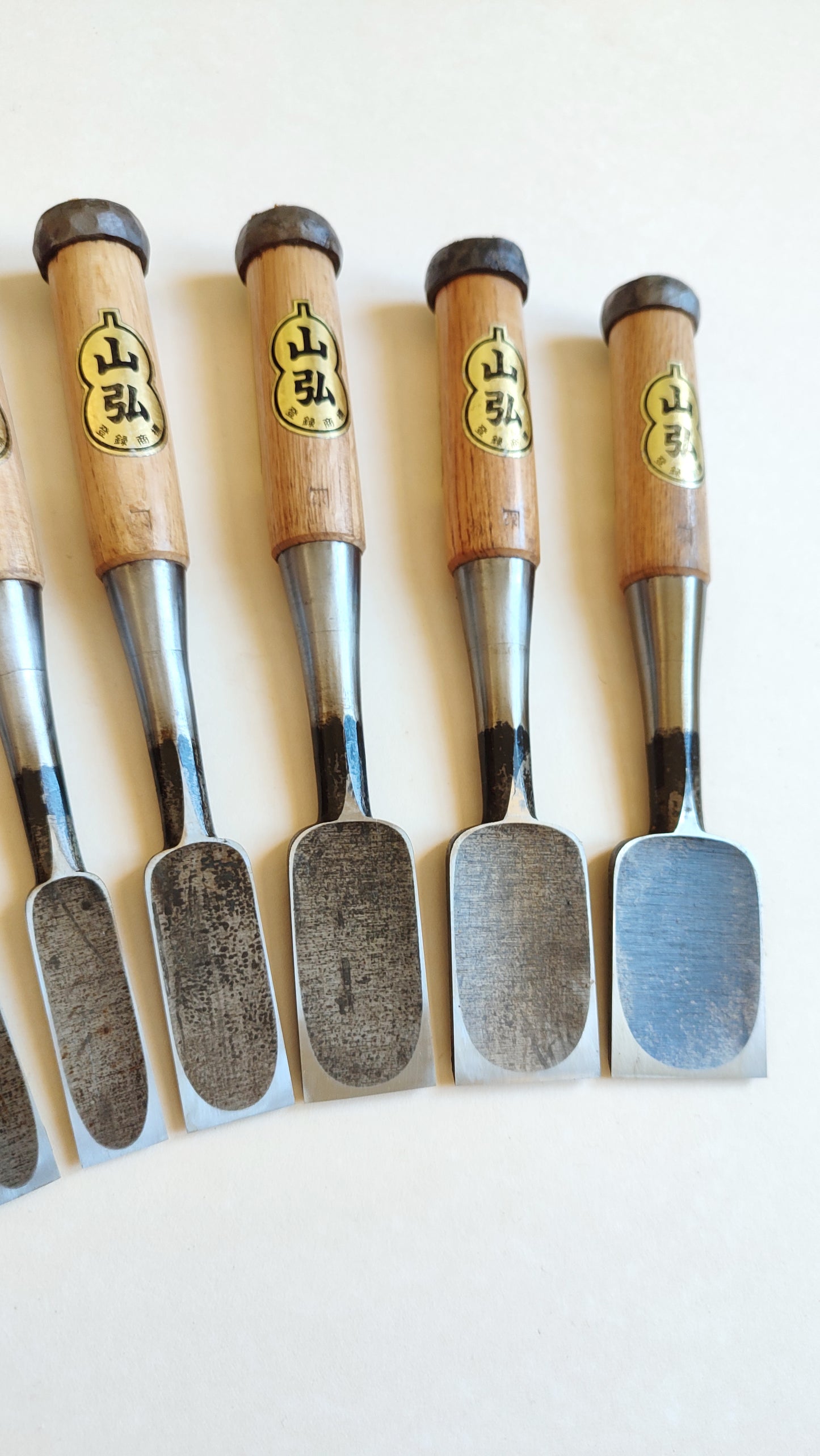 Rare set de ciseaux japonais "Oire Nomi" 3, 6, 9, 12, 15, 18, 24, 30, 36, 42mm "Yamahiro"