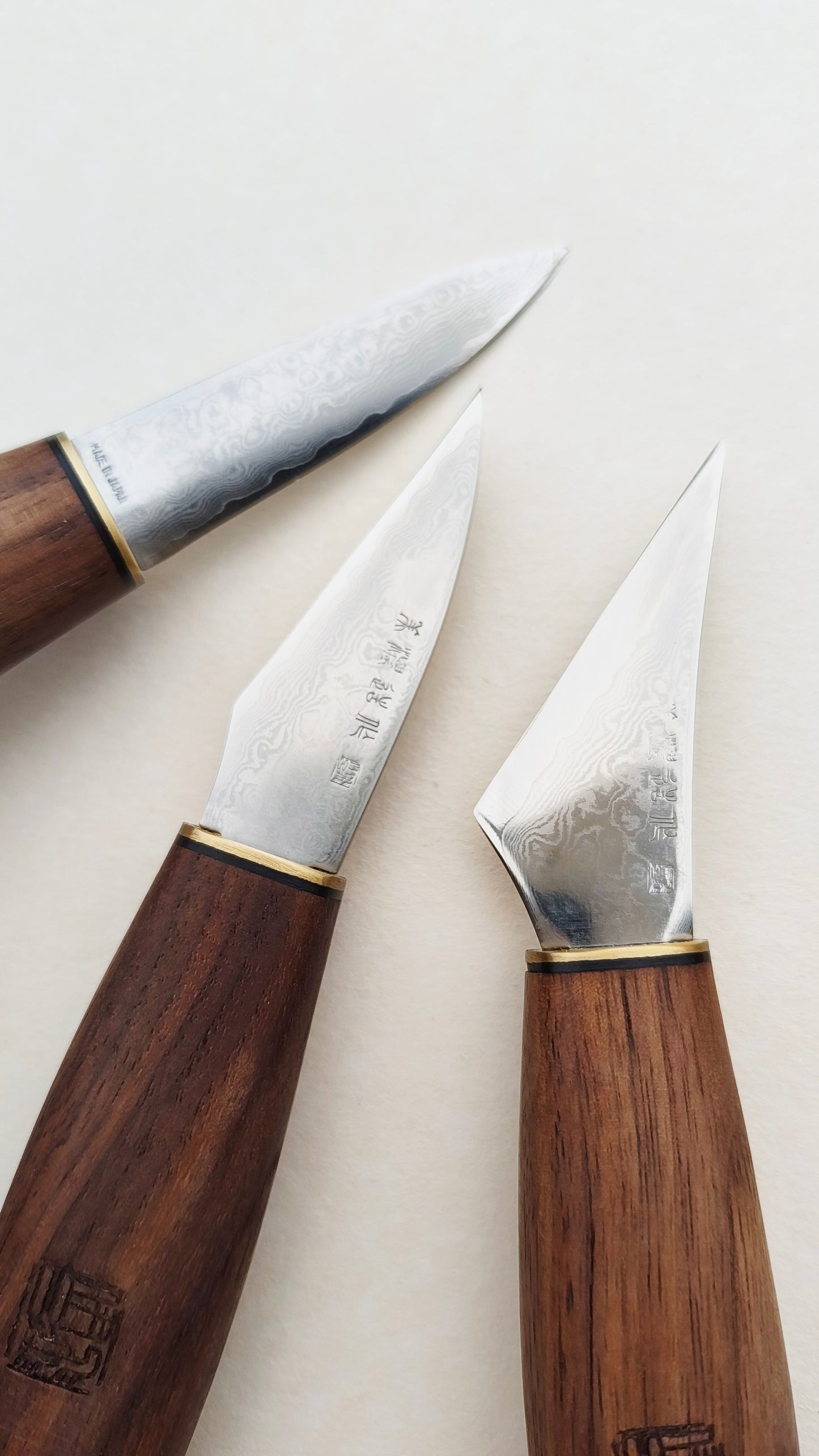 Set de couteaux de sculpteur japonais "Kogatana" damassés "Hiro Masui" 16mm