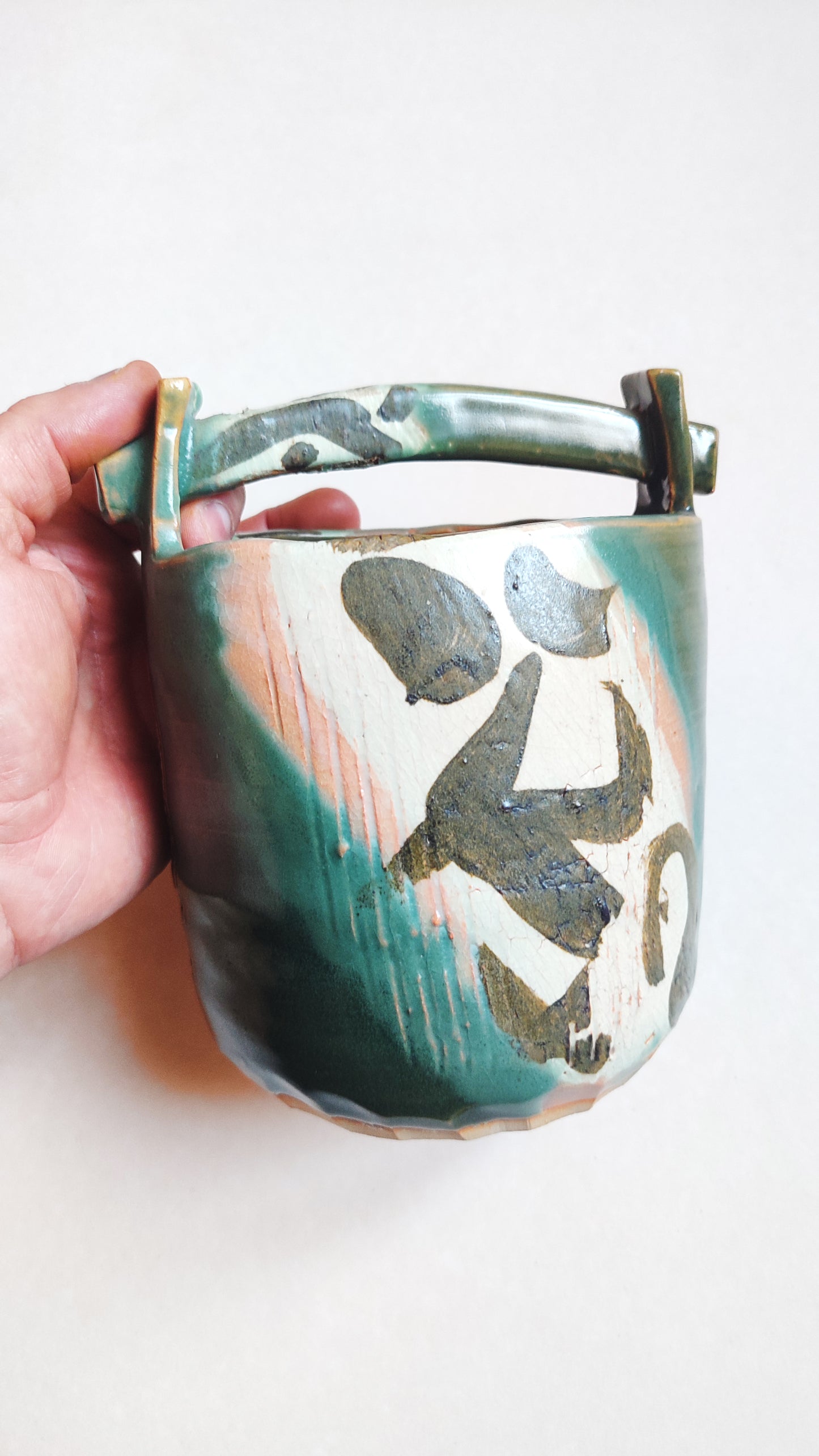 Vase japonais céramique "Oribe" 165mm