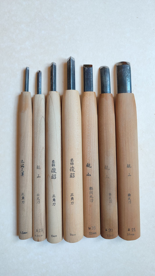 Set de ciseaux japonais, gouges de gravure sur bois "Chokokuto"
