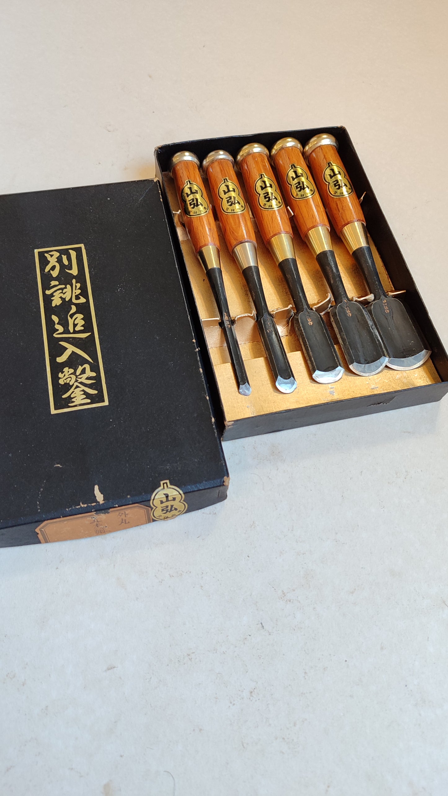Rare set de gouges japonaises "Sotomaru Nomi" 9, 15, 24, 30, 36mm "Yamahiro"