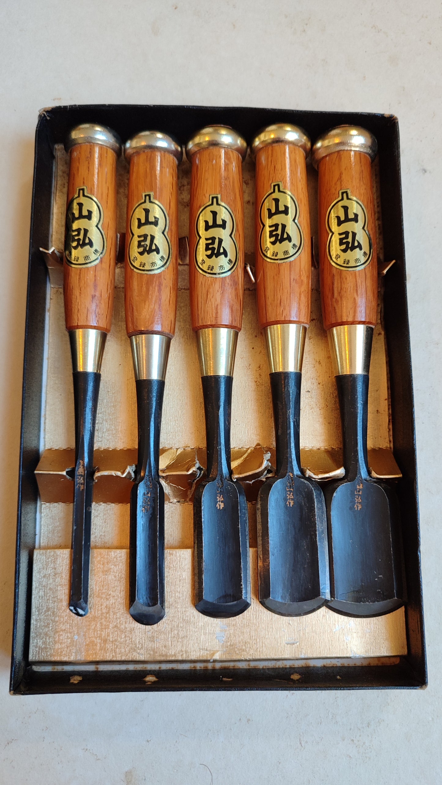 Rare set de gouges japonaises "Sotomaru Nomi" 9, 15, 24, 30, 36mm "Yamahiro"
