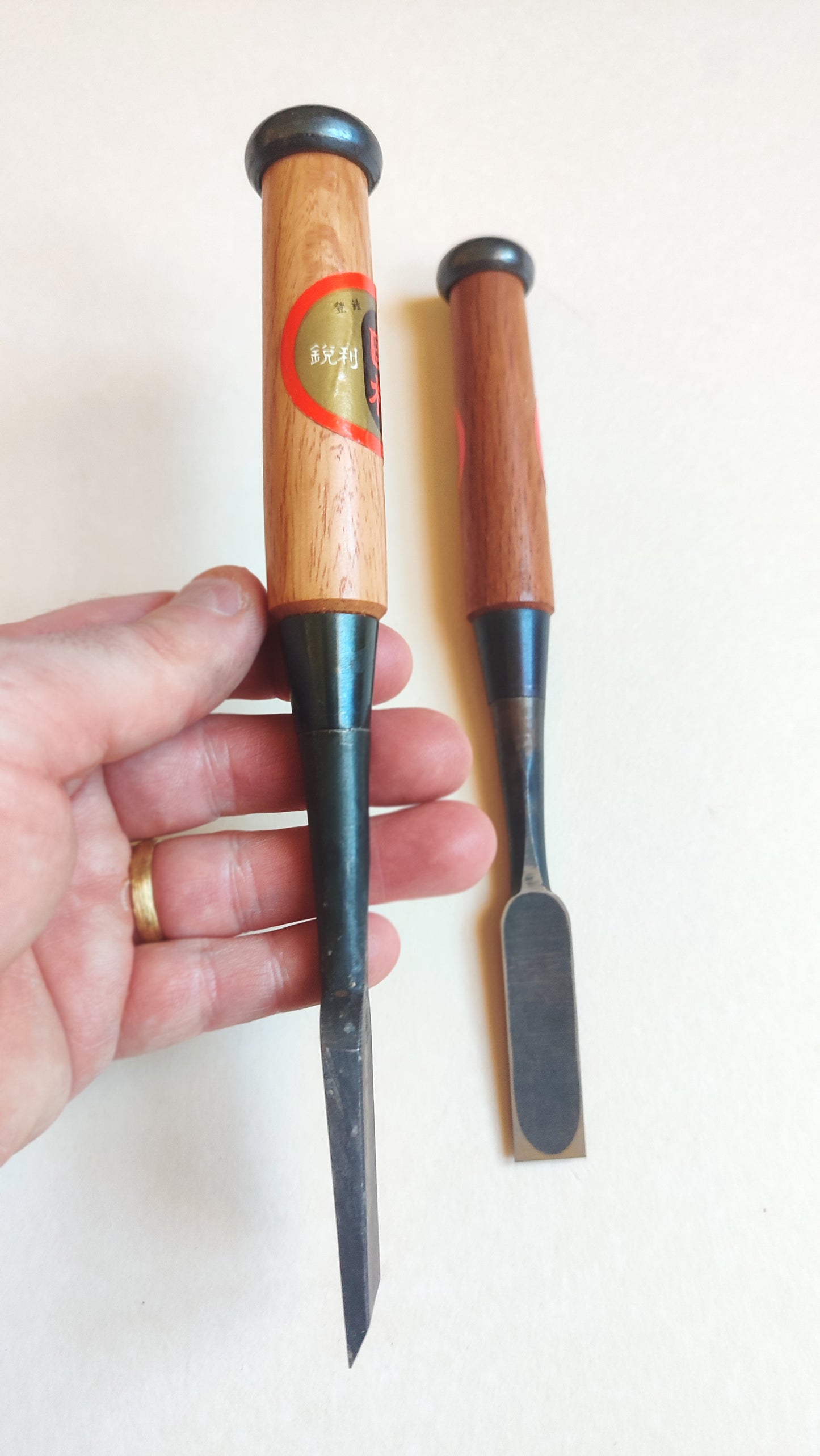 Duo de ciseaux japonais vintage "Oire nomi" 15 et 21mm "Kunimura"