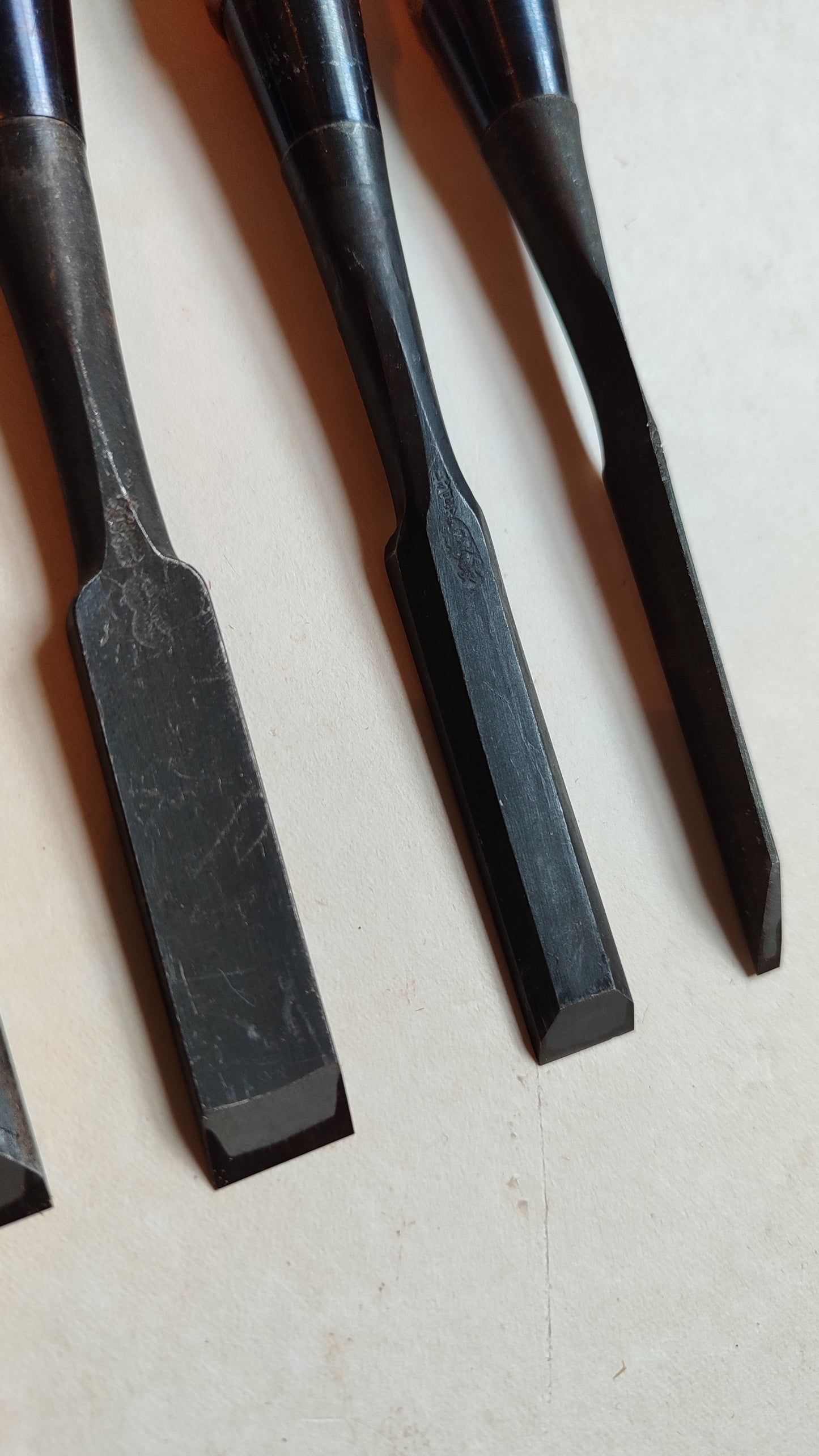 Raro juego de tijeras japonesas del gremio de Tokio "Oire Nomi" 3, 12, 36, 42 mm "Masahiko"