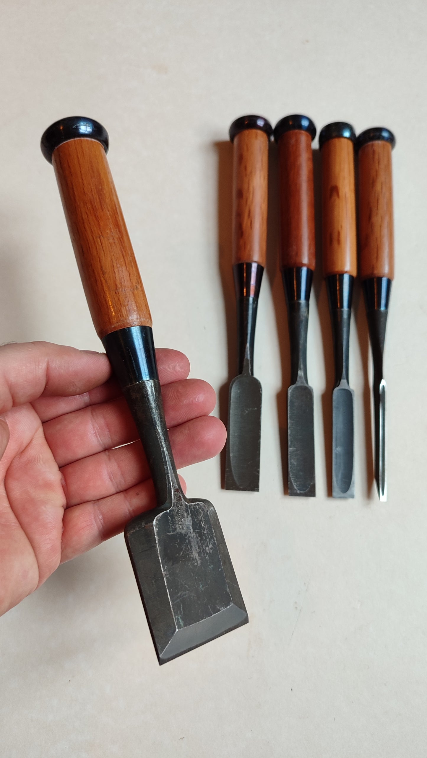 Raro juego de tijeras japonesas del gremio de Tokio "Oire Nomi" 3, 12, 36, 42 mm "Masahiko"