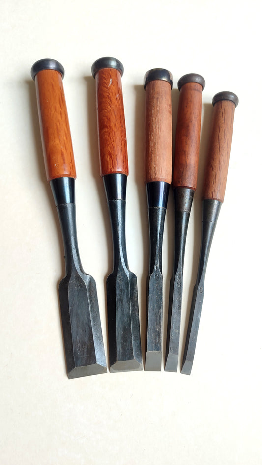 Set Varié de 5 ciseaux japonais vintage "Tataki Nomi" 9, 12, 15, 30, 36mm