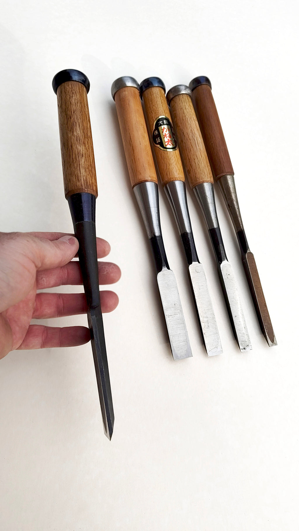 Set varié de 5 ciseaux japonais vintage "Tataki Nomi" 9, 12, 15, 18, 36mm