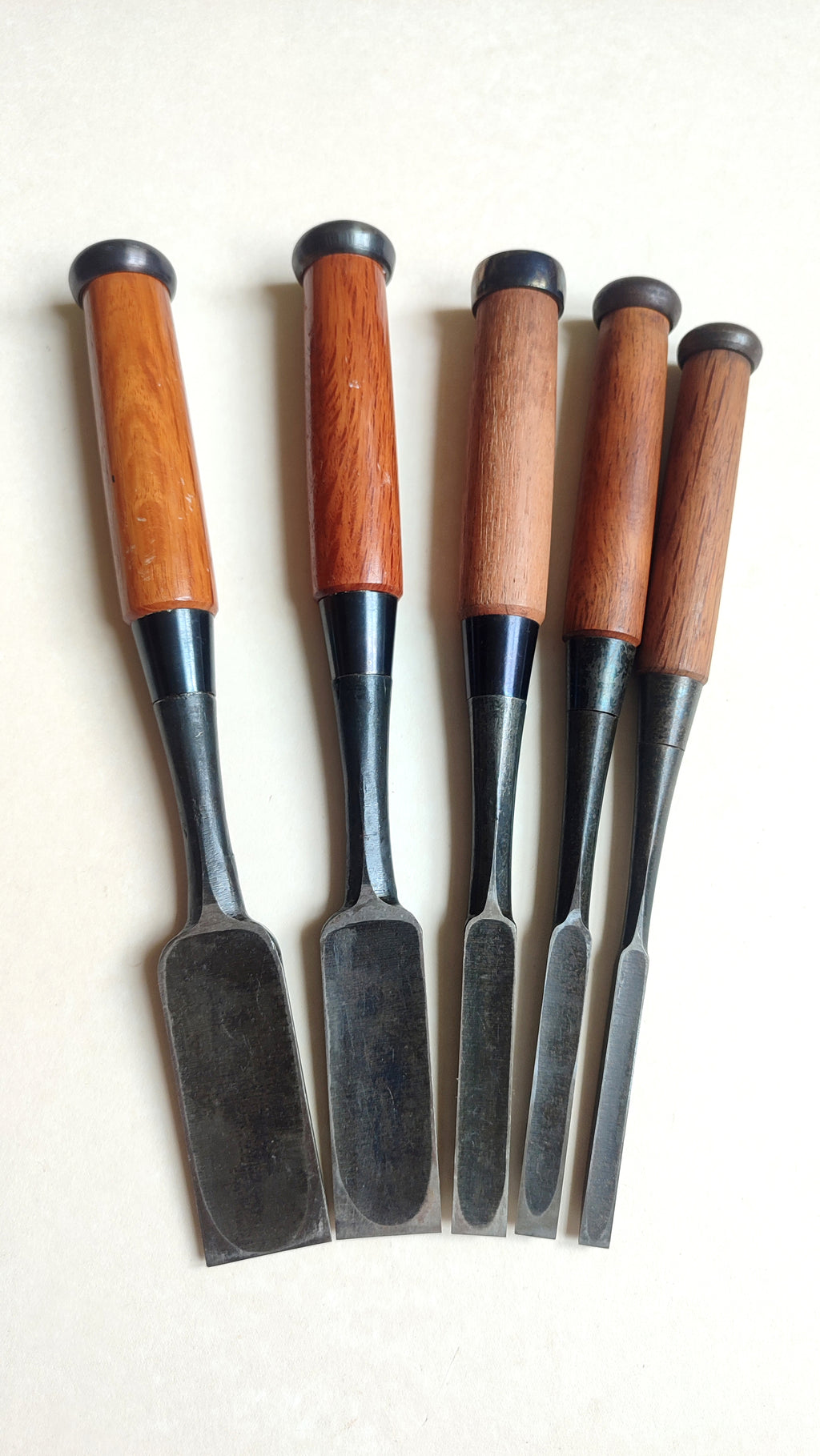 Set Varié de 5 ciseaux japonais vintage "Tataki Nomi" 9, 12, 15, 30, 36mm
