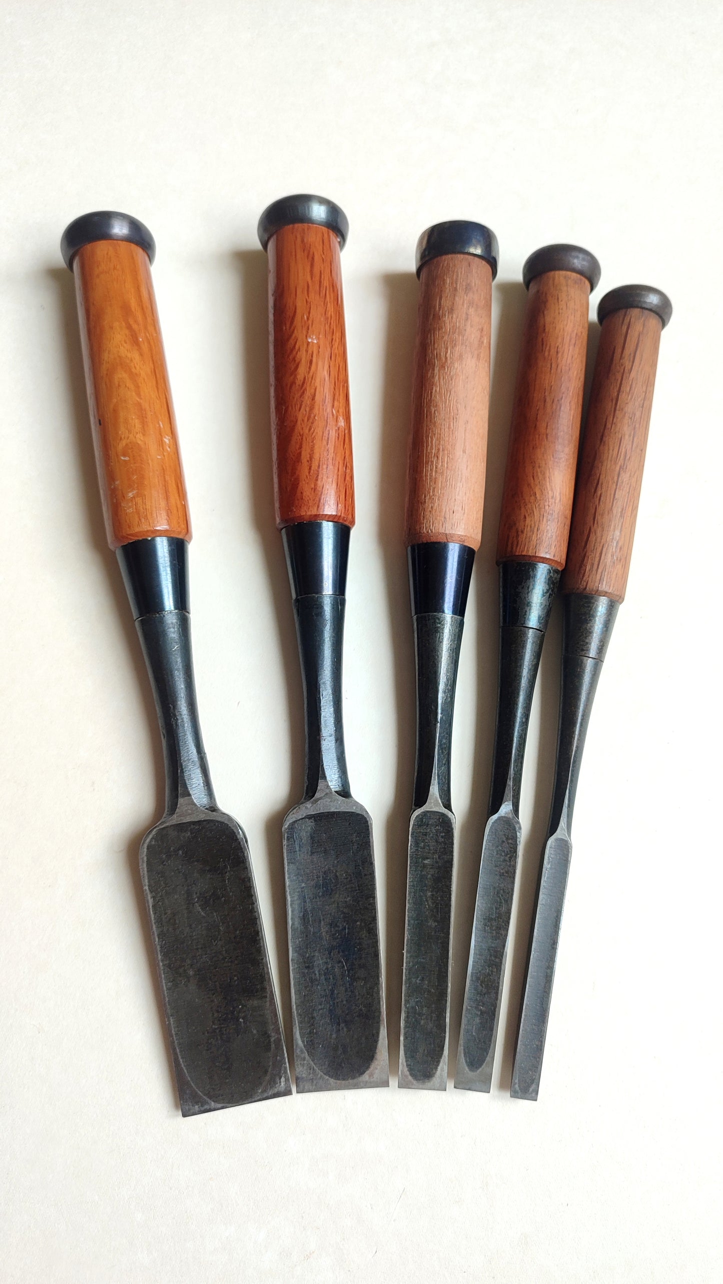 Set Varié de 5 ciseaux japonais vintage "Tataki Nomi" 9, 12, 15, 30, 36mm