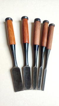 Set Varié de 5 ciseaux japonais vintage "Tataki Nomi" 9, 12, 15, 30, 36mm