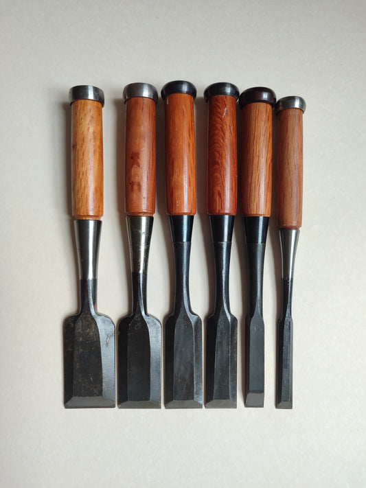 Set Varié de 5 Ciseau Japonais Vintage "Tataki Nomi" 15, 18, 30, 36, 42, 48mm