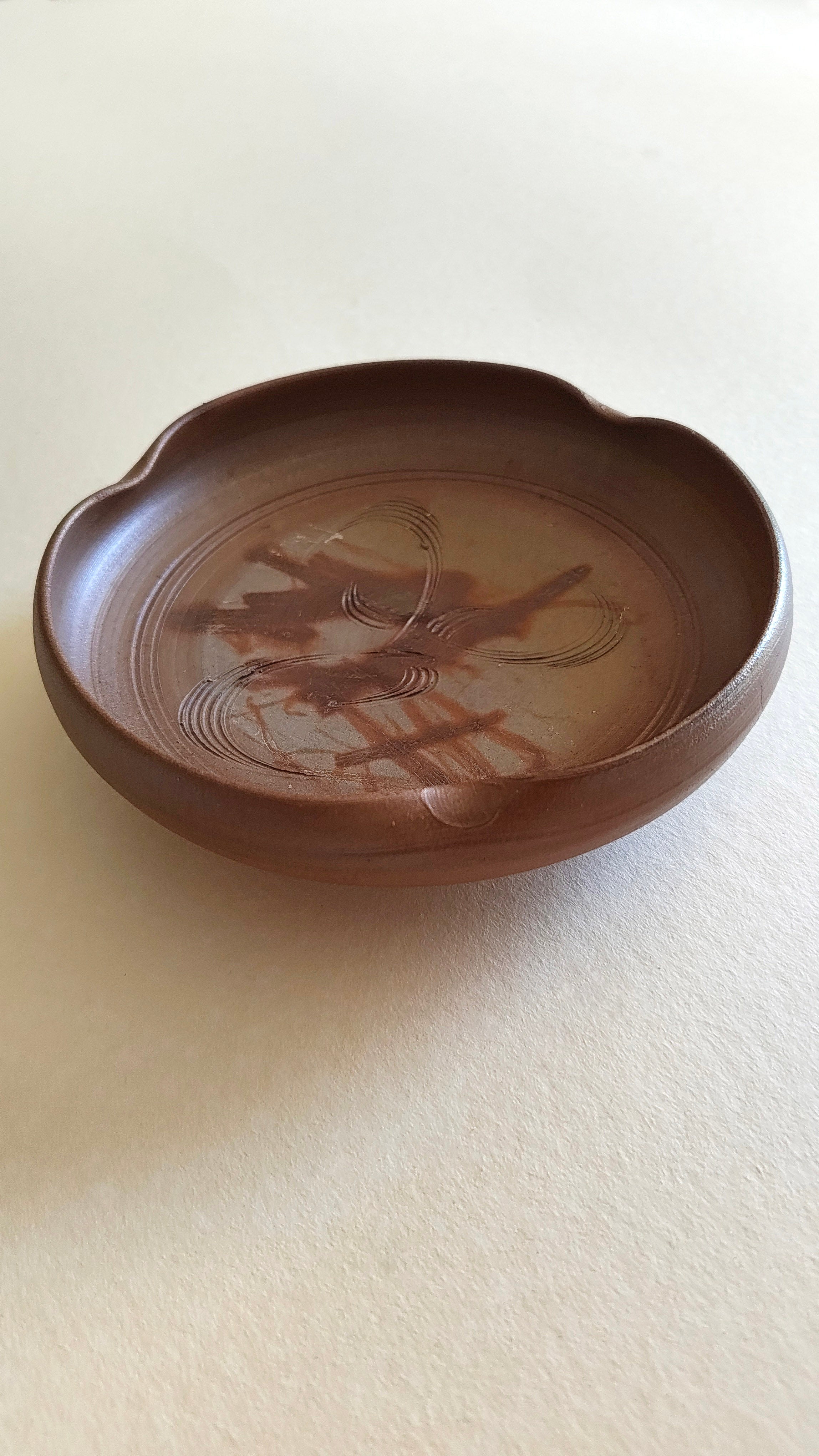 Coupe à confiserie japonaise de style "Bizen" fabriqué par "Akiyoshi Murakami" 155mm