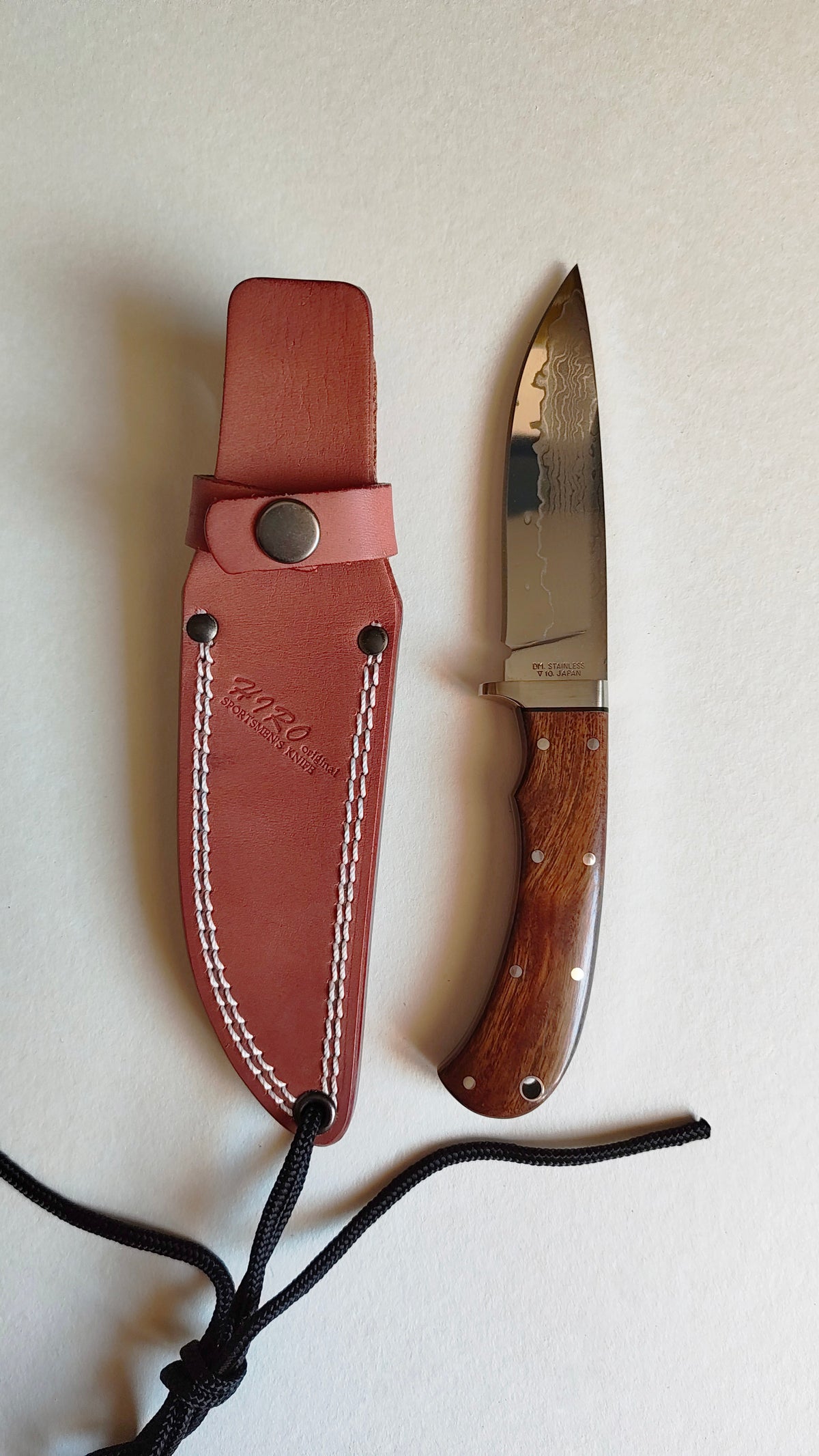 Couteau de chasse japonais "Kogatana" damassé 115mm "Hiro" double biseaux