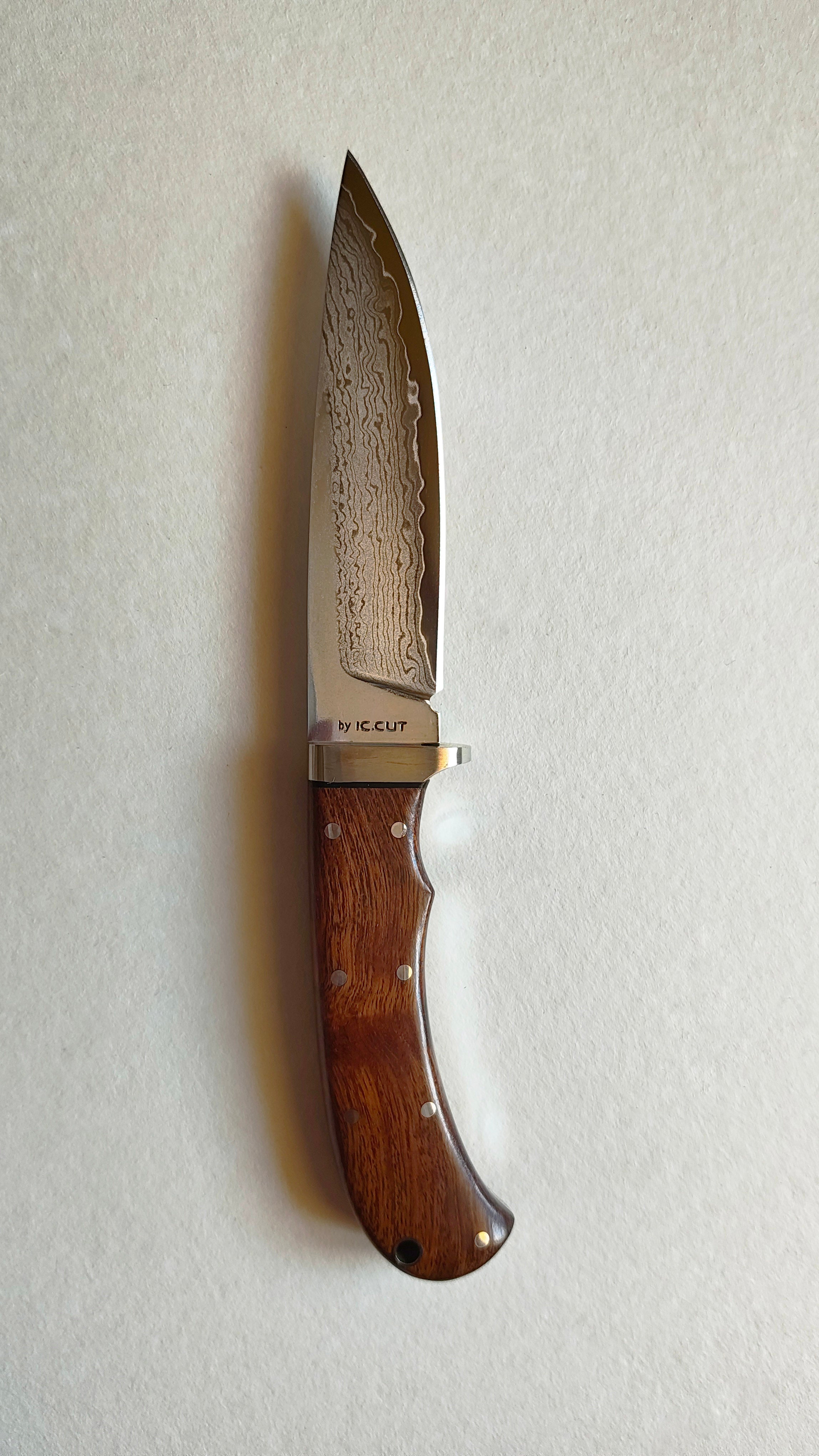 Couteau de chasse japonais "Kogatana" damassé 115mm "Hiro" double biseaux