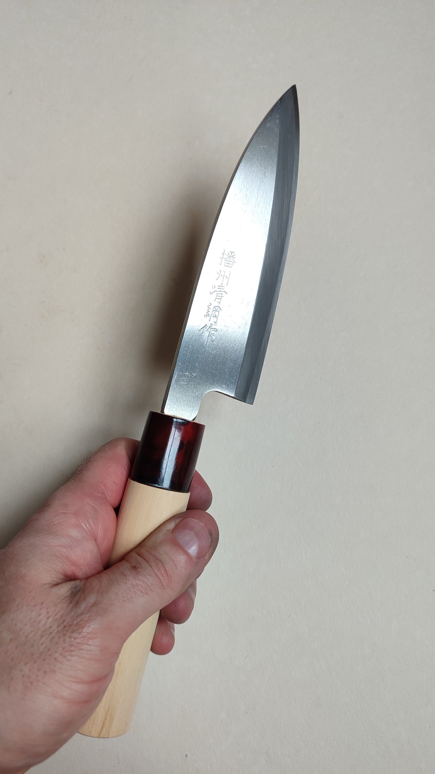 Couteau de cuisine japonais "Ai-Deba" 140mm "Kiyoshi Tsusaku"