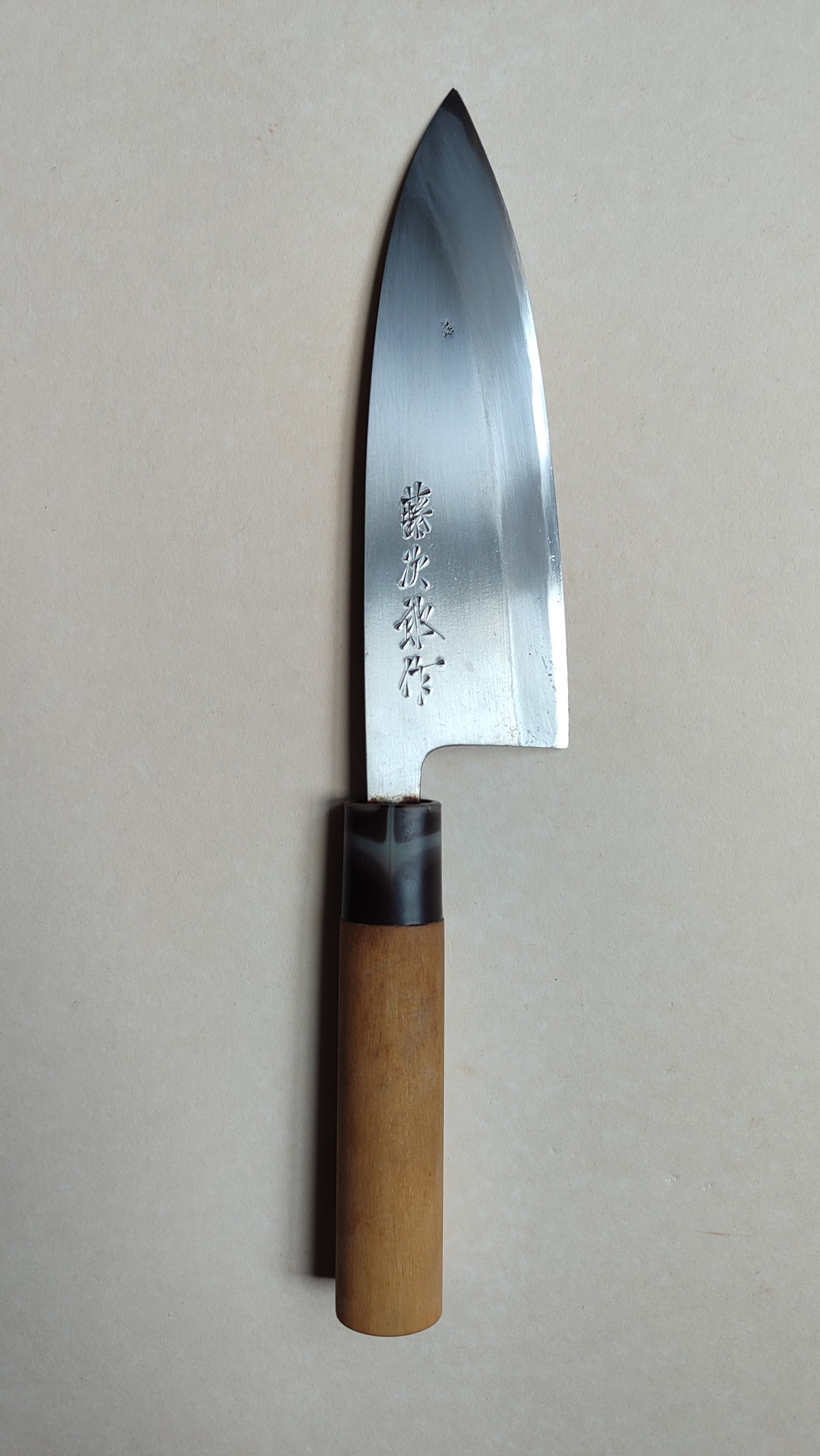 Magnifique couteau de cuisine japonais vintage "Deba" 165mm "Fujijiro"
