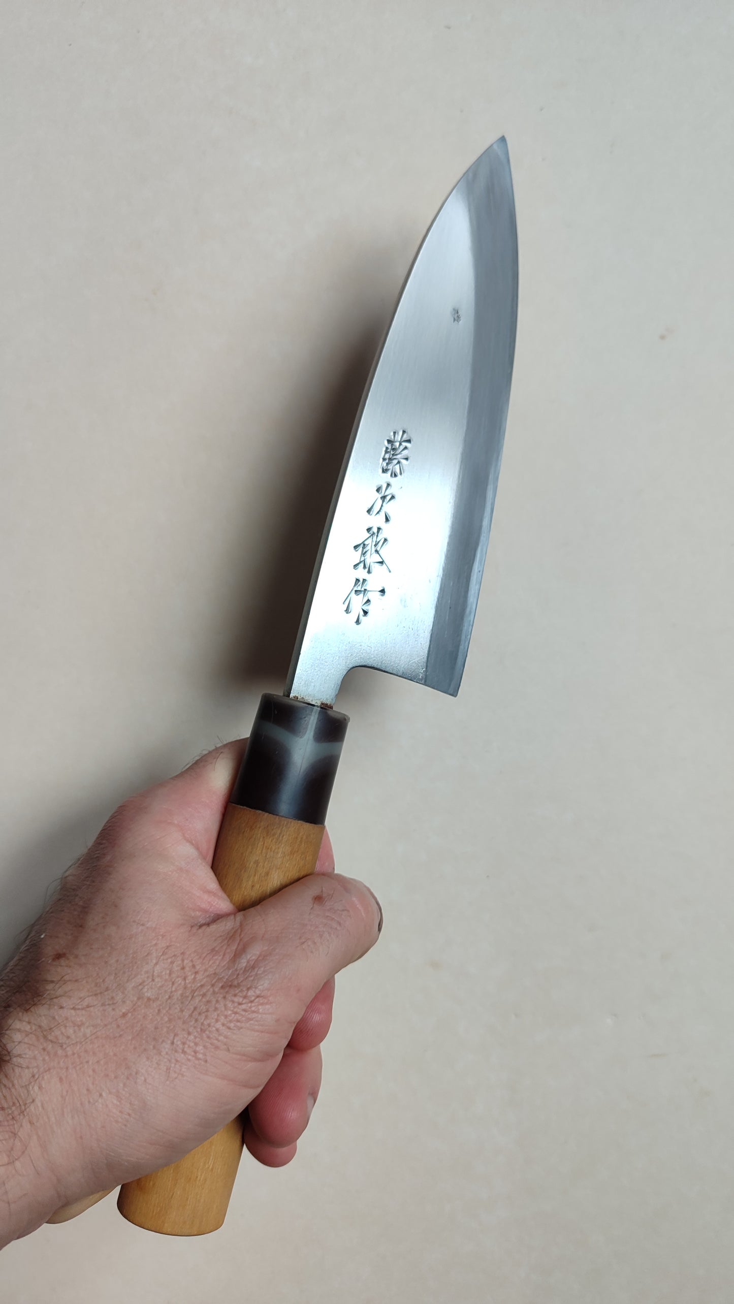 Magnifique couteau de cuisine japonais vintage "Deba" 165mm "Fujijiro"