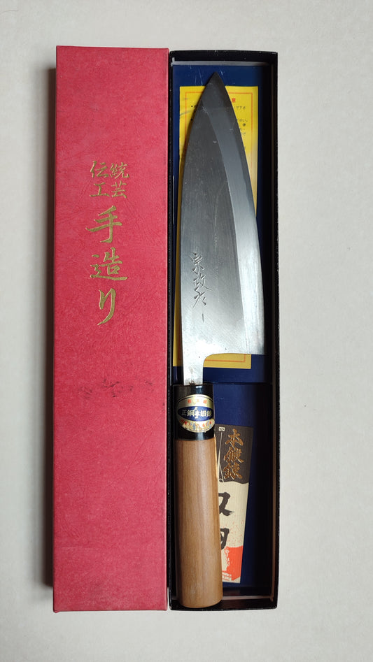 Joli couteau de cuisine japonais vintage "Deba" 180mm