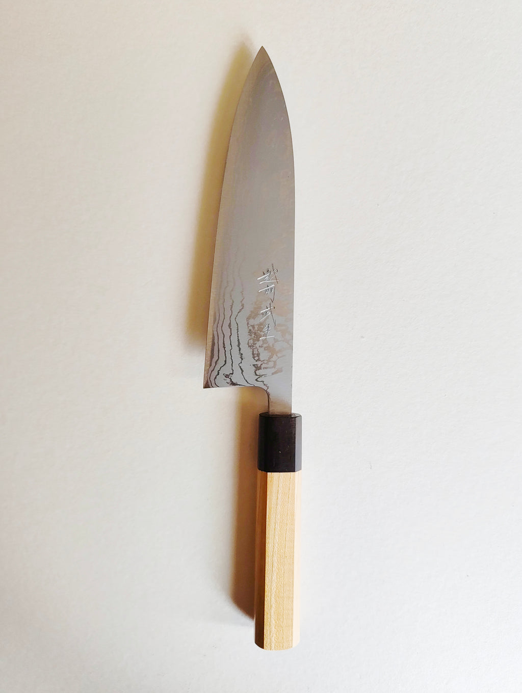 Magnifique couteau de cuisine japonais "Gyuto" 180mm White steel "Shiro kamo"