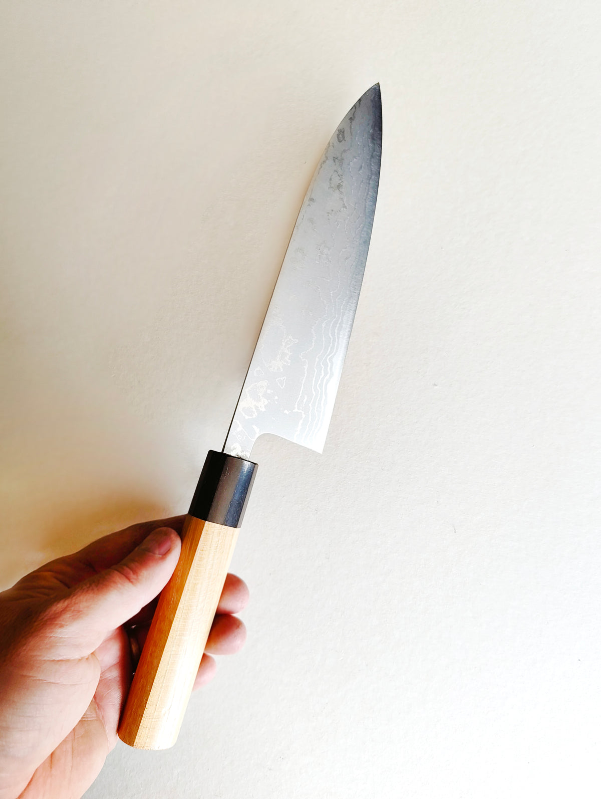 Magnifique couteau de cuisine japonais "Gyuto" 180mm White steel "Shiro kamo"