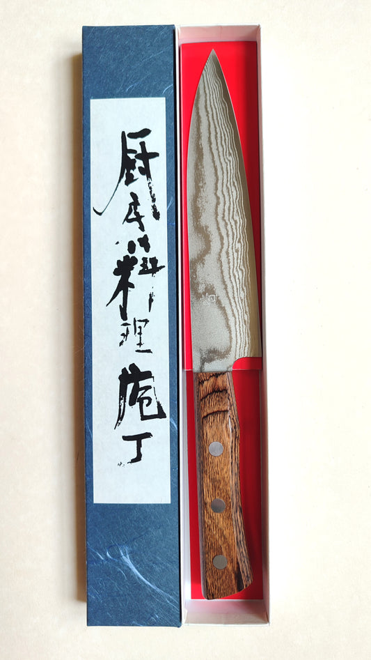 Magnifique couteau de cuisine japonais Petty 150mm VG10 "Shiro Kamo"