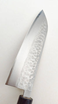 Magnifique couteau de cuisine japonais damassé "Santoku" VG10 165mm "Tsuchime"