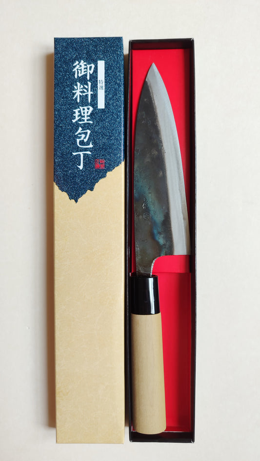 Couteau de cuisine japonais "Funayuki" 165mm White Steel "Kurouchi"