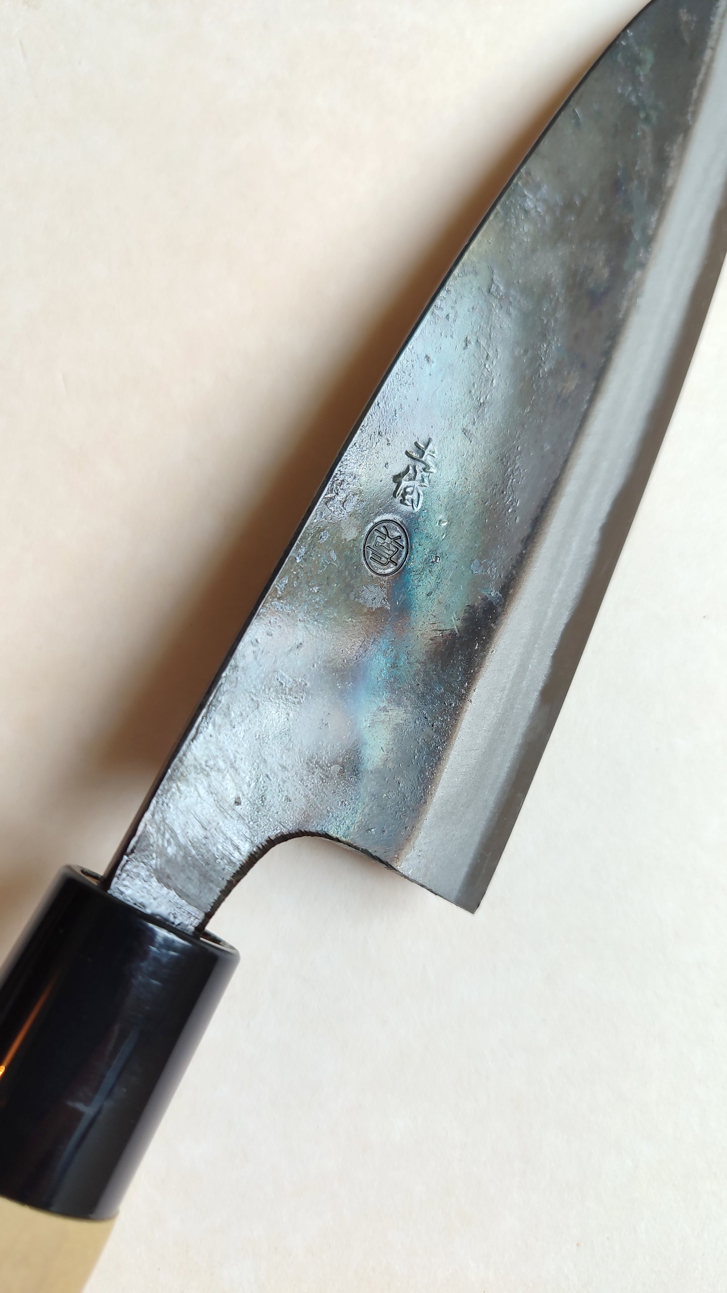 Couteau de cuisine japonais "Funayuki" 165mm White Steel "Kurouchi"