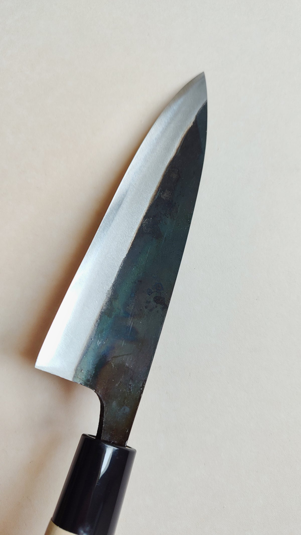 Couteau de cuisine japonais "Funayuki" 165mm White Steel "Kurouchi"