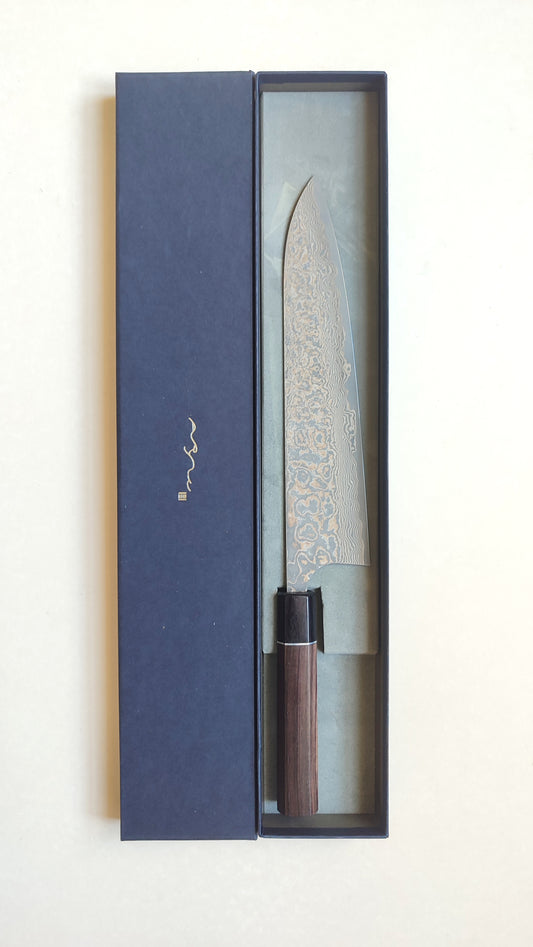 Magnifique couteau de cuisine japonais "Gyuto" 240mm Super Gold 2 Steel "Anryu"