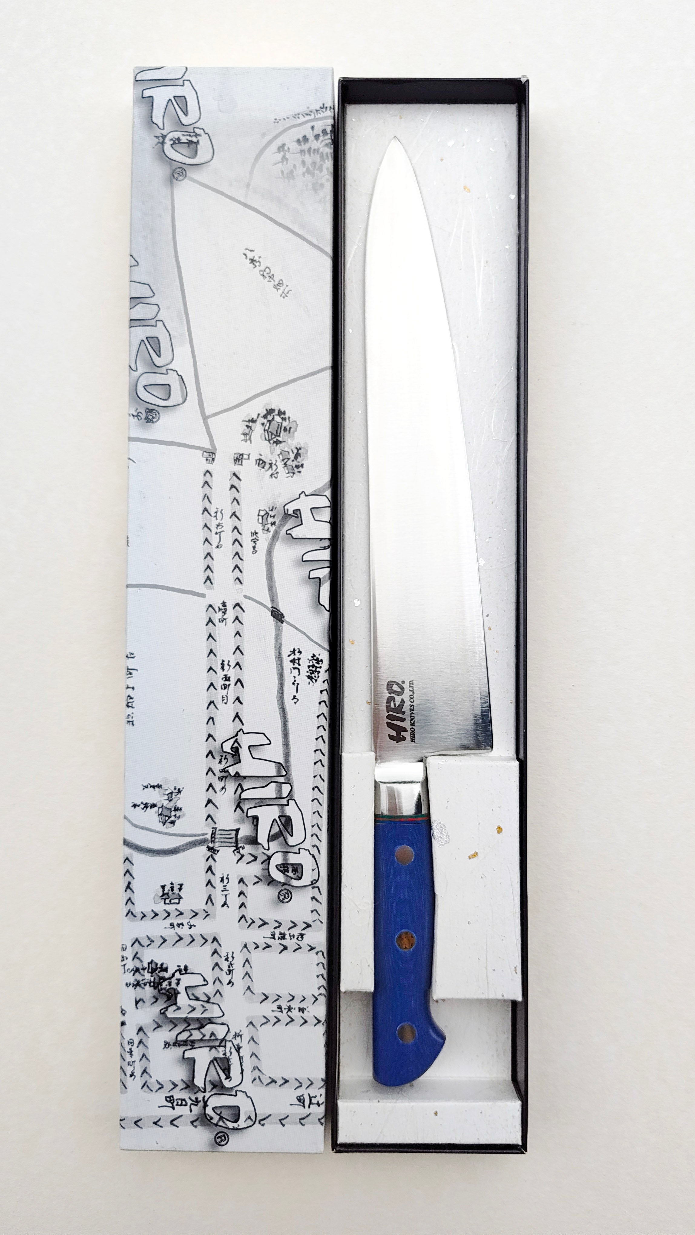 Couteau de cuisine japonais "Gyuto" 240mm Blue Steel "Hiro Masui"