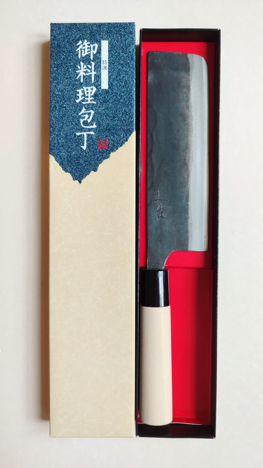 Couteau de cuisine japonais "Nakiri" 165mm White Steel "Kurouchi"