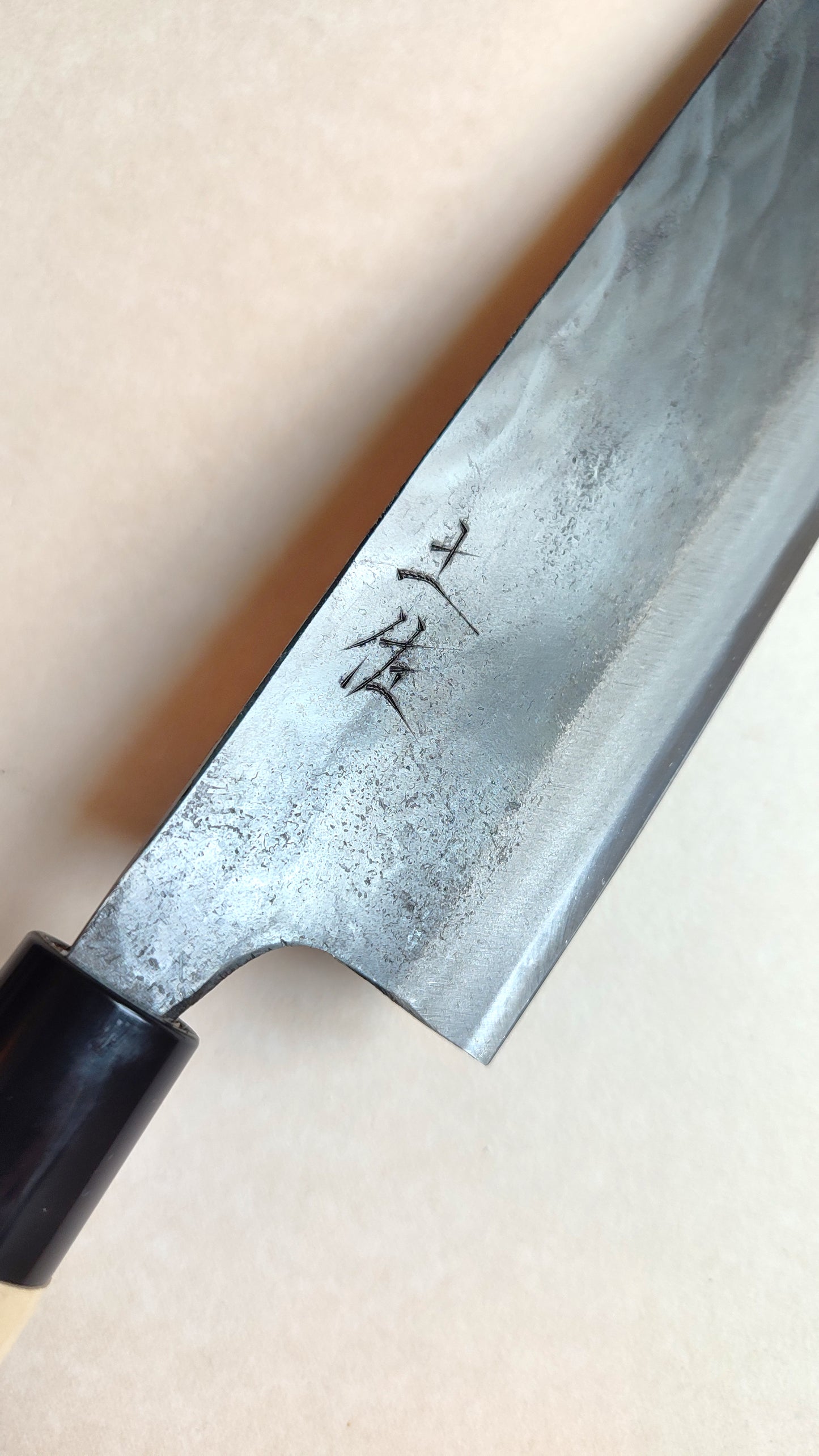 Couteau de cuisine japonais "Nakiri" 165mm White Steel "Kurouchi"